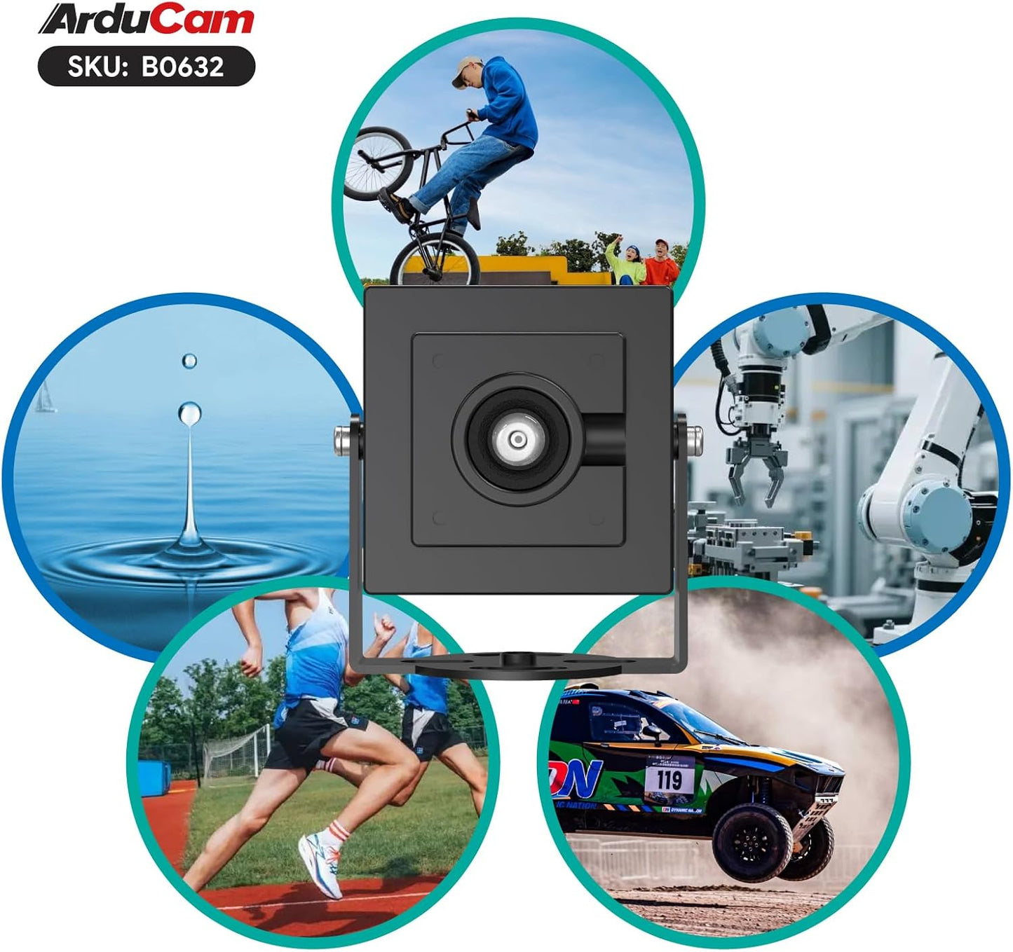 Arducam 800 VGA Global Shutter USB Camera Module, FPS@QQVGA High Speed Camera, Monochrome Wide Angle UVC Webcam