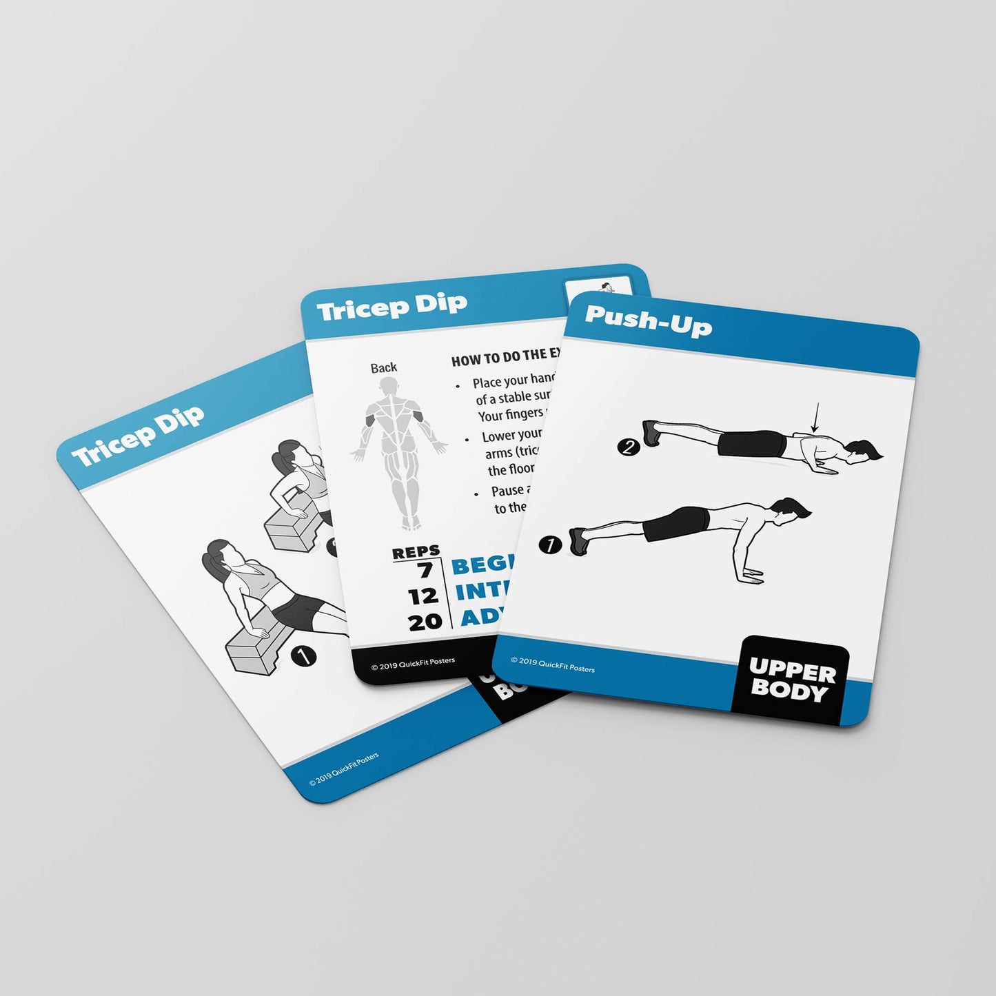 QuickFit 2 Pack - Stretching Exercise Poster - Laminated 18" x 24" & Bodyweight Exercise Playing Cards - 2.5" x 3.5"