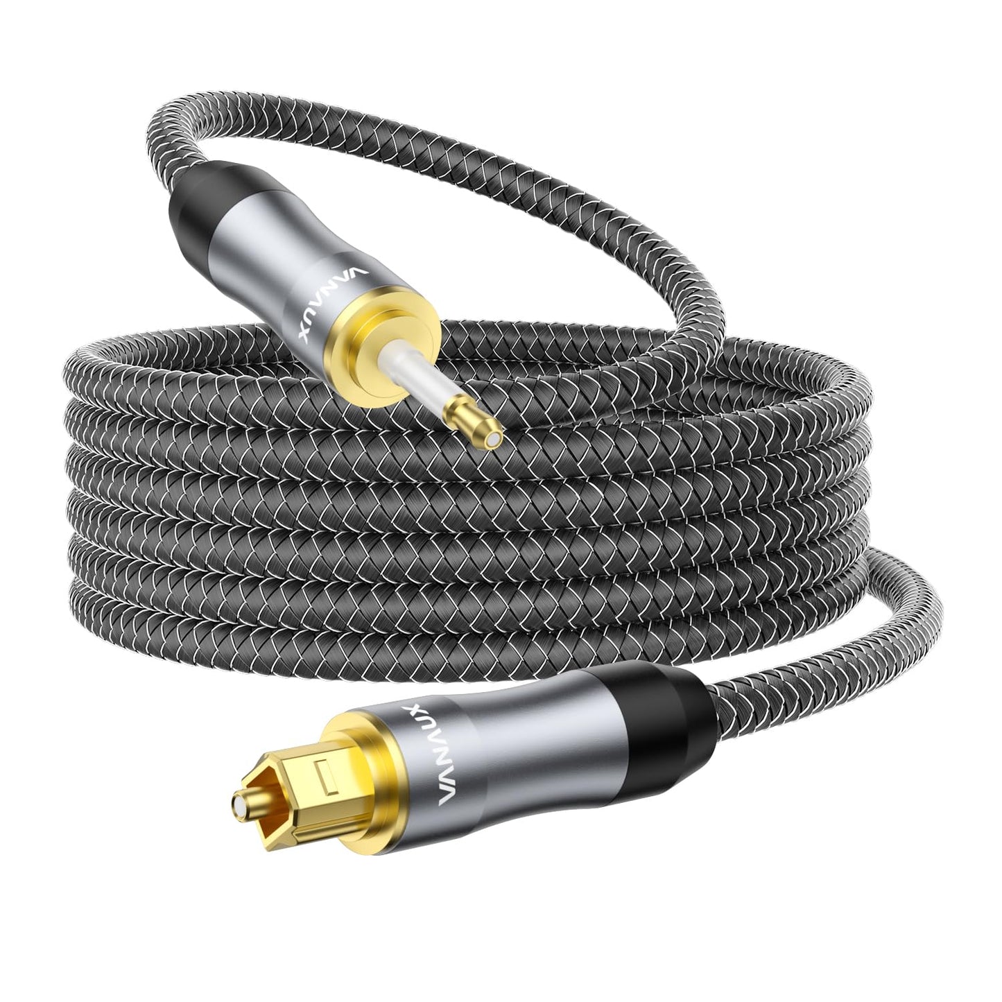 Cable,24K 3.5mm Plug(20ft/6m) VANAUX Toslink to Mini Toslink Digital Optical Cable,S/PDIF Fiber Optic Audio Gold Plated