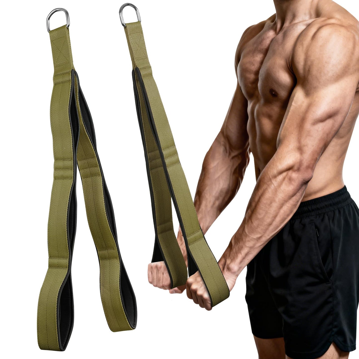 AOOSA Tricep Rope Cable Attachment, Heavy Duty Rope for Push Downs, Cable Overhead Presses with 3 Lengths of Handles, Multi Gym Accessory for Face Pulls, Overhead Press, Full-Body Exercises