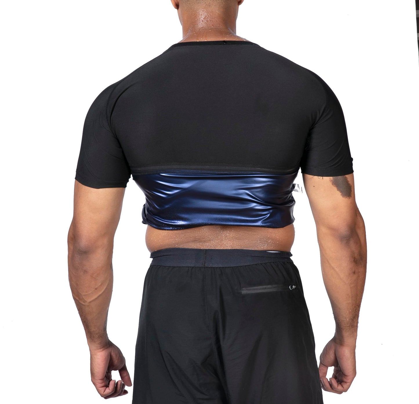 REMEBSWEAT Sauna Sweat Suits Shirt for Men Sweat Suit Compression T-Shirt Workout Sports Shapewear Gym Exercise Jacket (Black, XXL)
