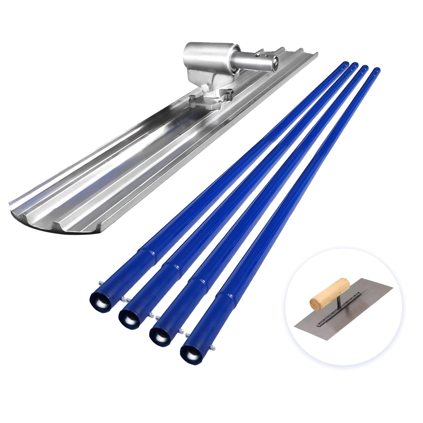Bull Float Aluminum Magnesium Alloy Concrete Float 48"x8" Round End Board Kit trowel Tool Cement Tools Float Bracket Concrete Finishing Tools With 48" Handle x4 VOYAR