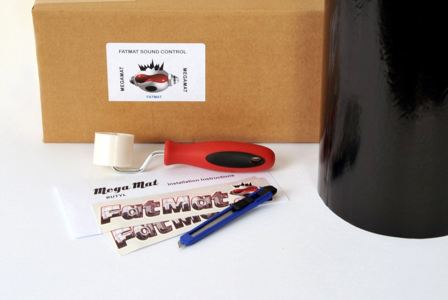 FatMat Self-Adhesive Black Butyl MegaMat Sound Deadener Bulk Pack with Install Kit - 50 Sq Ft x 70 mil Thick
