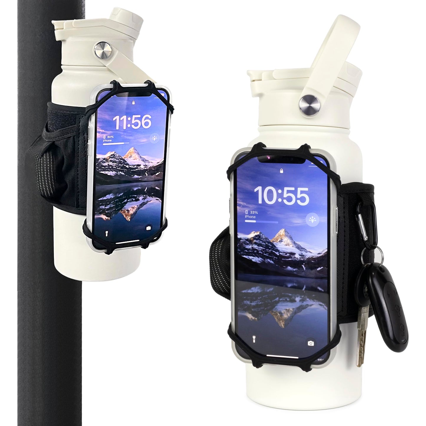 FitWallet Magnetic Gym Water Bottle Bag & Phone Holder – Hands-Free Sleeve Pouch for Stanley, Hydro Flask & YETI – Detachable Smartphone Case for Workout