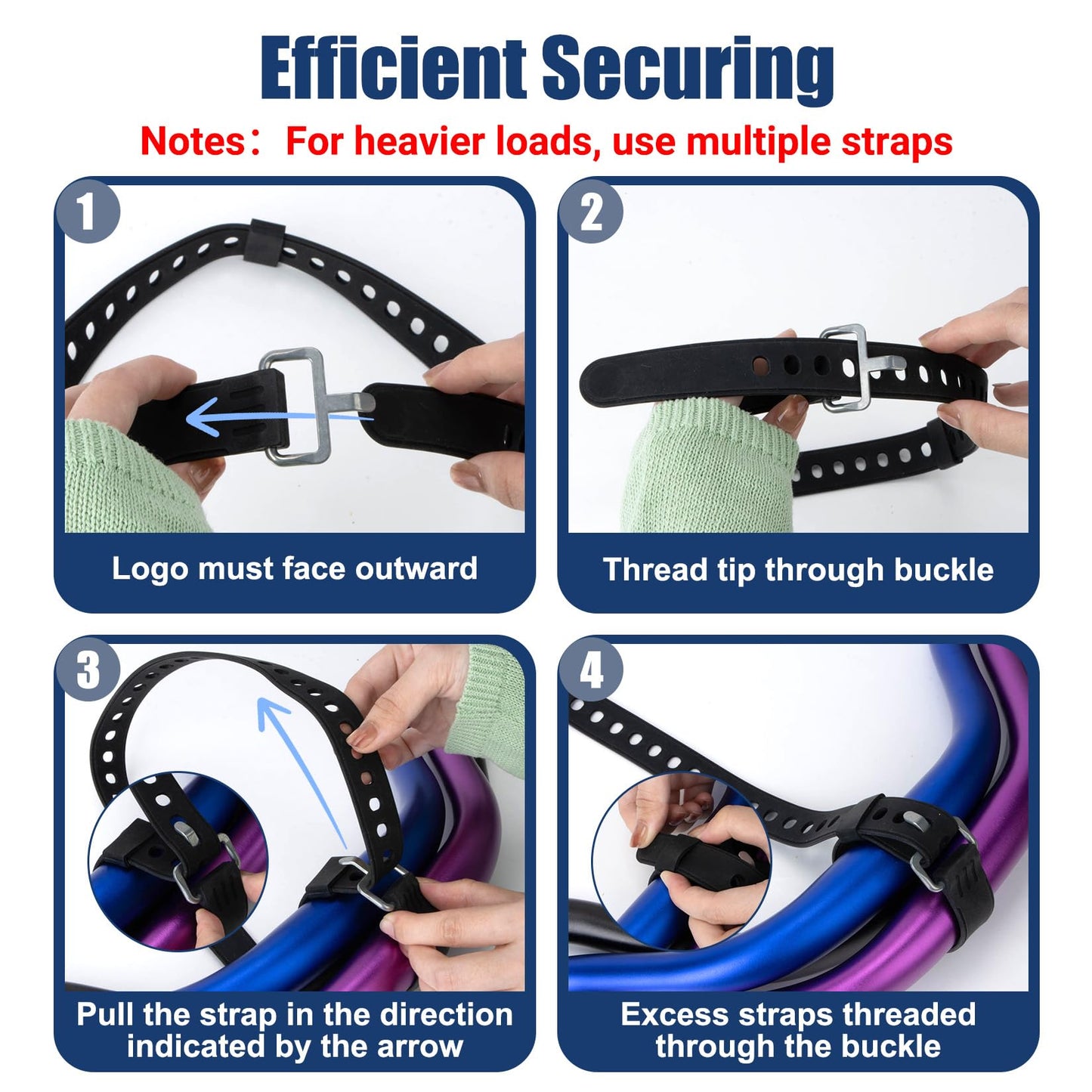 PSLER 2 Pack Heavy-Duty Silicone Utility Straps - 28inch Adjustable Rubber Tie Down Straps with Aircraft Aluminum Buckle, 50lb Capacity for Ladders, Ski Gear, Luggage & Cargo, Black