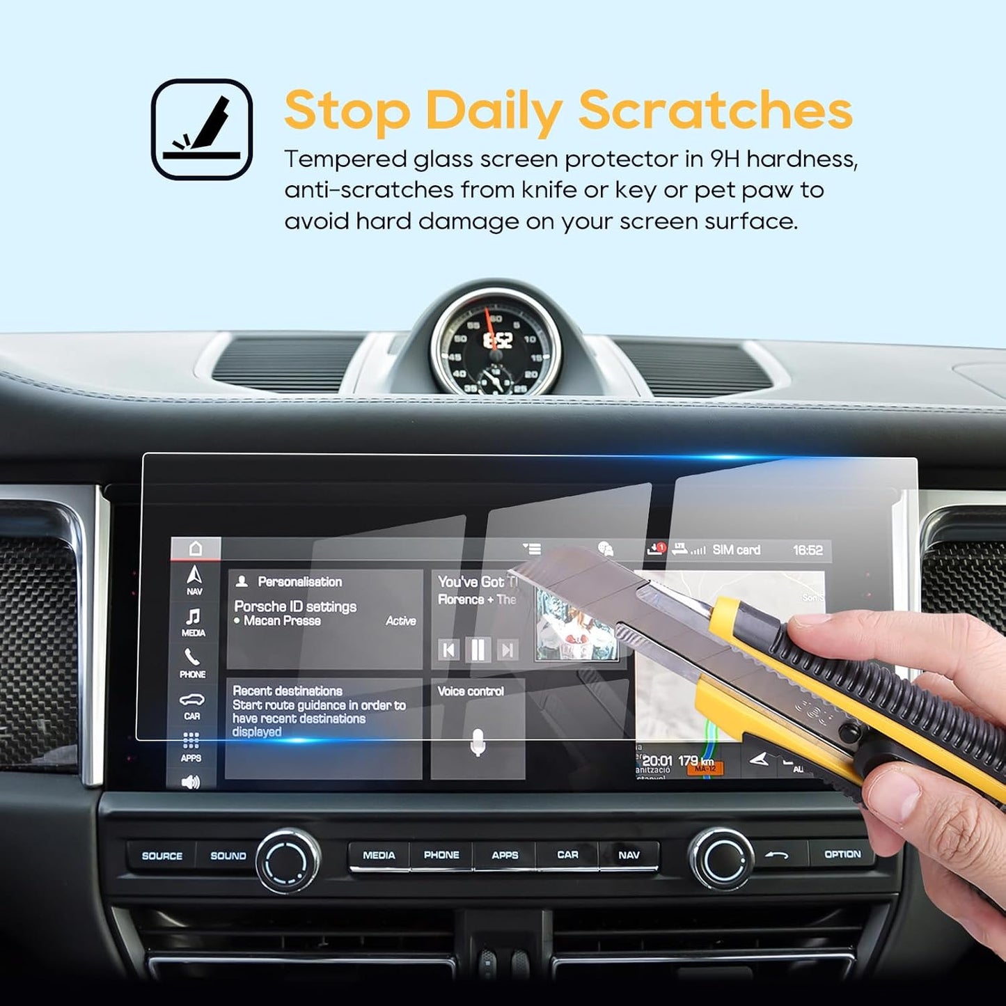 2019-2024 2025 10.9-Inch LFOTPP Compatible with Macan Screen Protector Porsche Macan [Base/T/S/GTS] Glass Infotainment