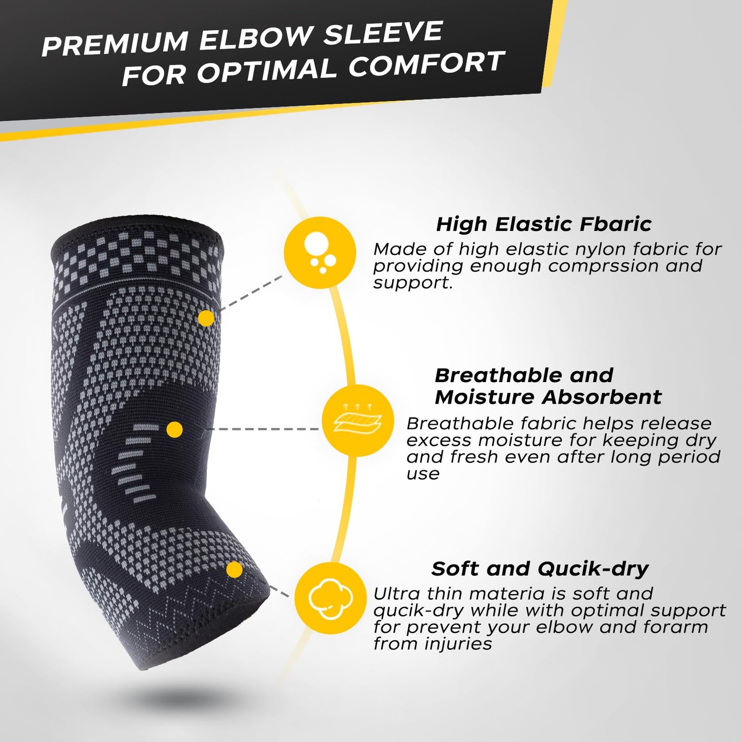 INDEEMAX Copper Elbow Compression Sleeve 1 Pair, Tennis Elbow Brace for Men Women, Elbow Support Wraps for Arthritis, Tendonitis, Bursitis, Sprains, Joint Pain Relief, Weightlifting (Grey-Black, X-Large)