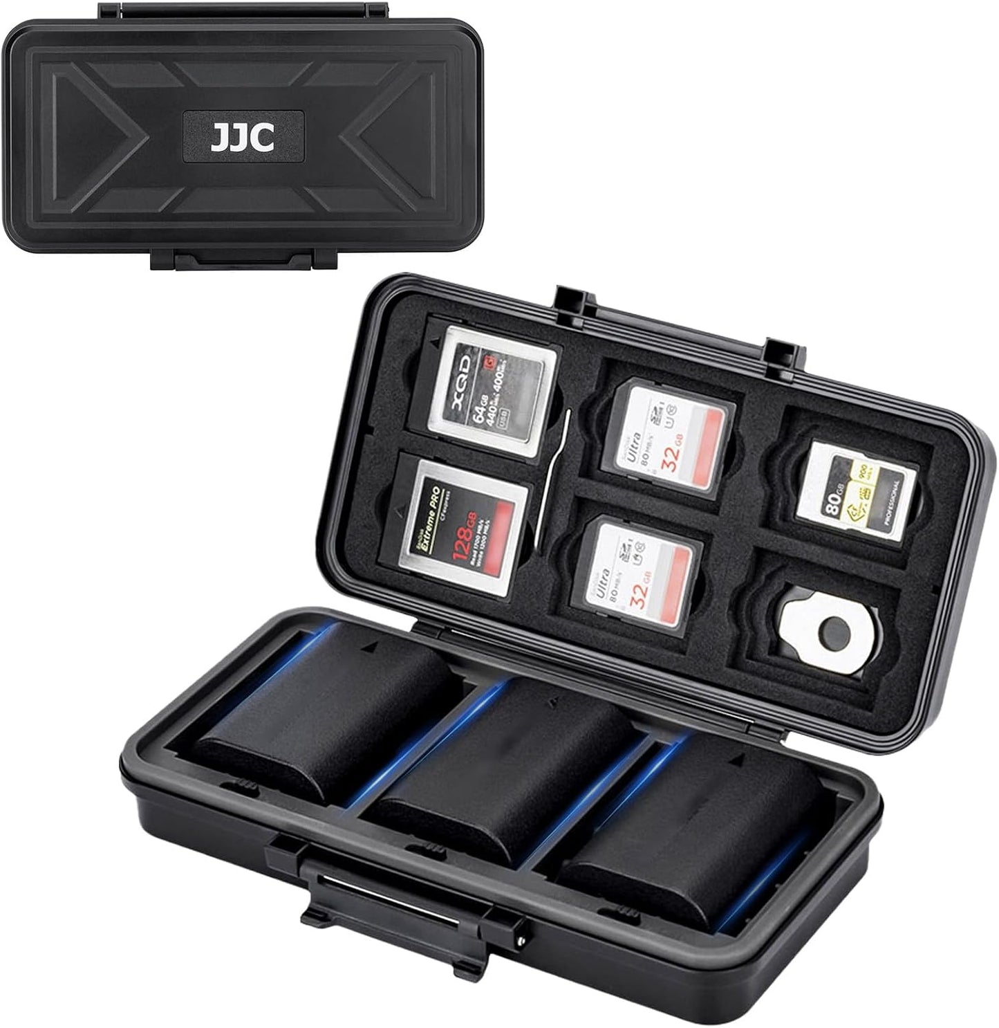 JJC 6 Card,6 Cards,5 Cards,8 Batteries,3 LP-E6 NP-FZ100 NPW235 Multi-Function Camera Battery Memory Card Storage Case