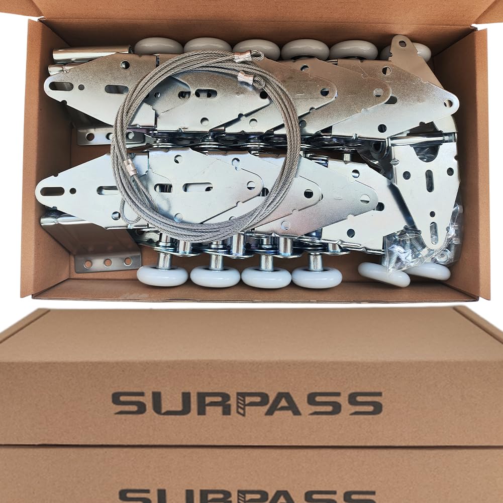Surpass Garage Door Hardware Kit Roller/Hinge/Top Bracket/Wire Rope (for 16'x8' and 18'x8' Height Double Garage Doors)