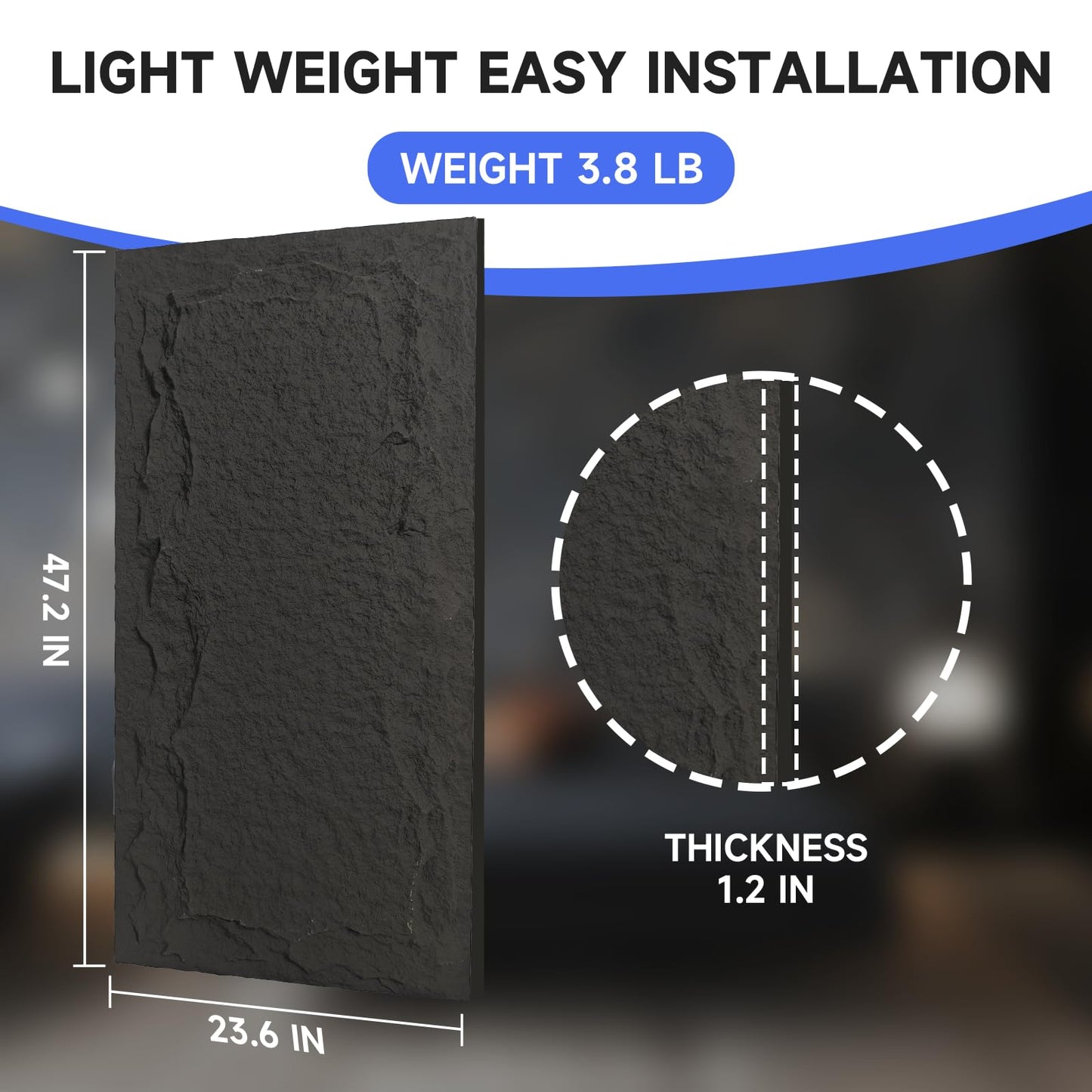 Stone 3D Wall Panels,4-Pack PU Wall Panels, 23.6"*47.2" Wall Paneling for Interior Wall Decor, Faux Stone Wall Panel for Accent Wall Decor, Sophisticated & Stylish 3D Wall Decor(Space Dark)