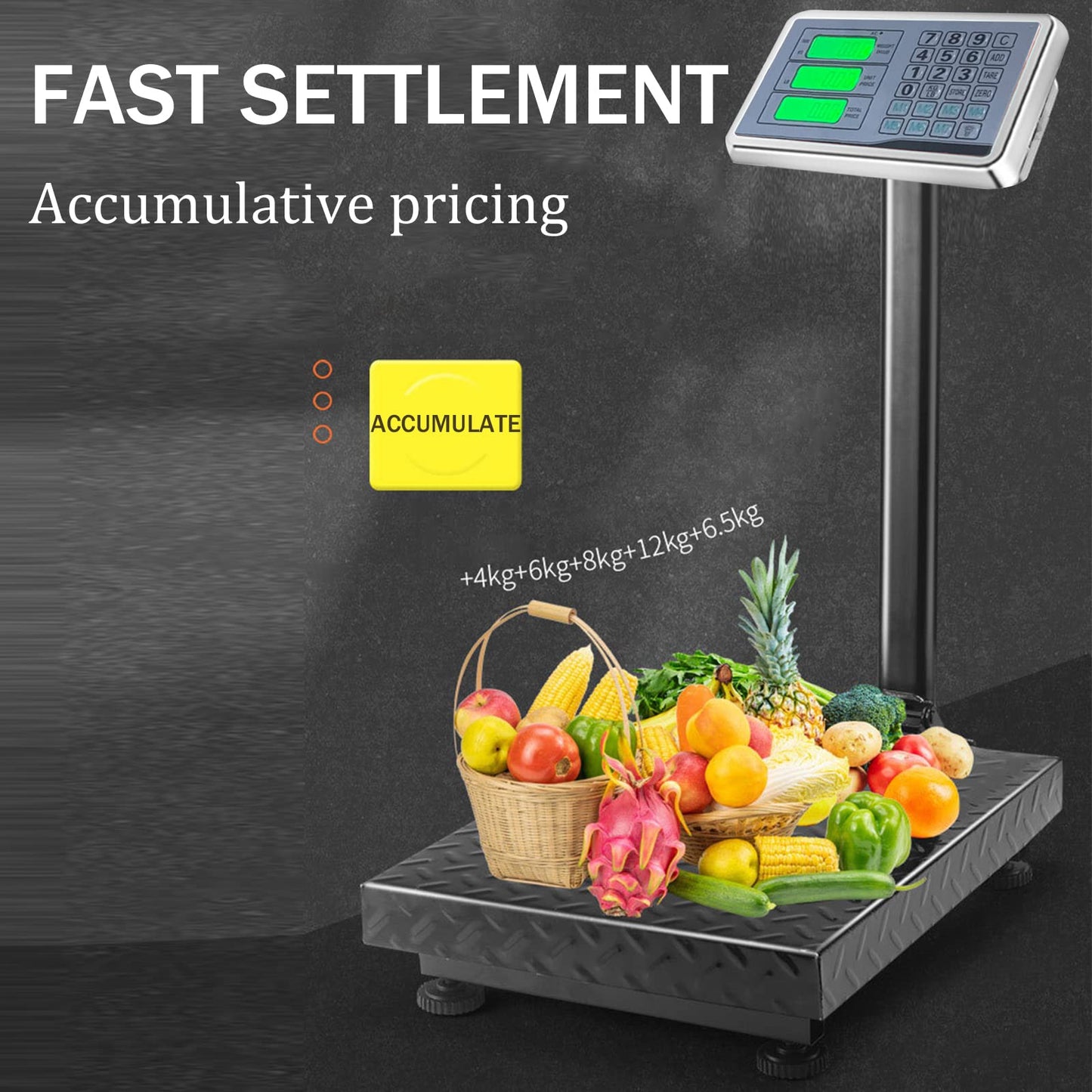 CXWAWSZ 660lb Industrial Floor Platform Scale with 90°-135° Rotate Double Sided Display Weight Computing Digital Scale Platform Scale LB/KG for Luggage Shipping Package Computing