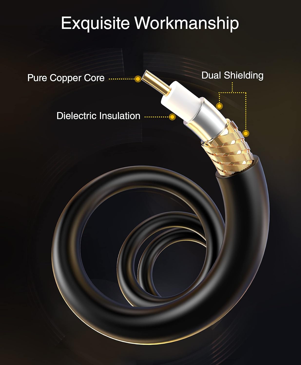 (25FT, BlueRigger RCA Audio Subwoofer Cable Dual Shielded, Gold Plated RCA Connectors) for Subwoofer, Amplifier, Home