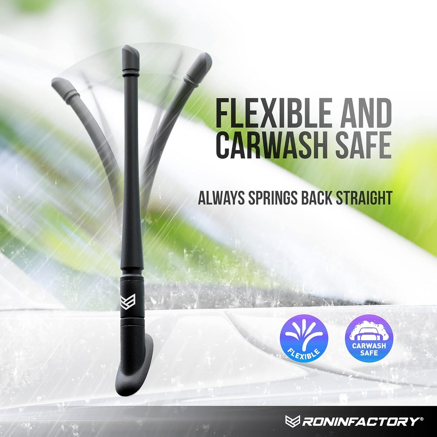 Ronin Factory (2014+) (8 Inch Truck Antenna for Chevy Silverado & GMC Sierra Accessories Anti Theft - Carwash Safe