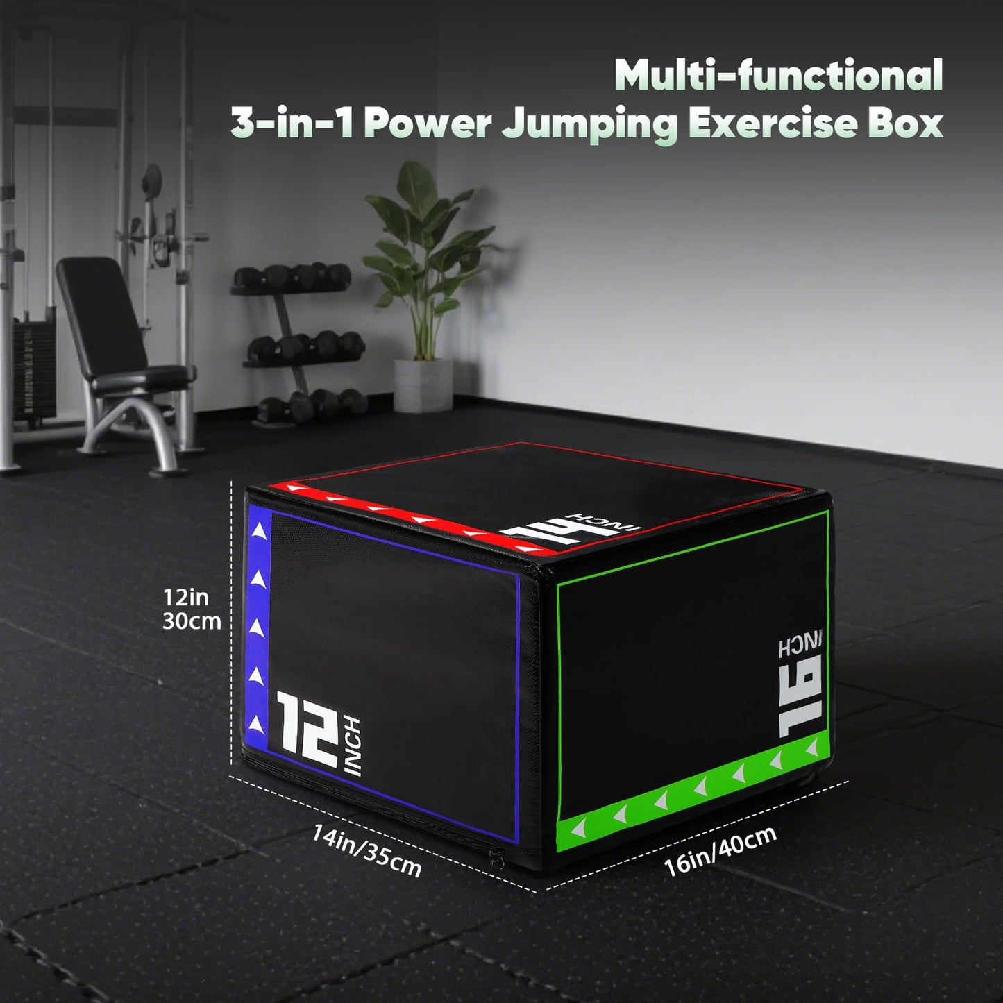 FAHKNS 3 in 1 Foam Plyometric Jump Box,Plyo Box High-Density,EPE Foam Core PVC Leather Cover Non Slip,Jumps Exercise for Home Gym Training Fitness