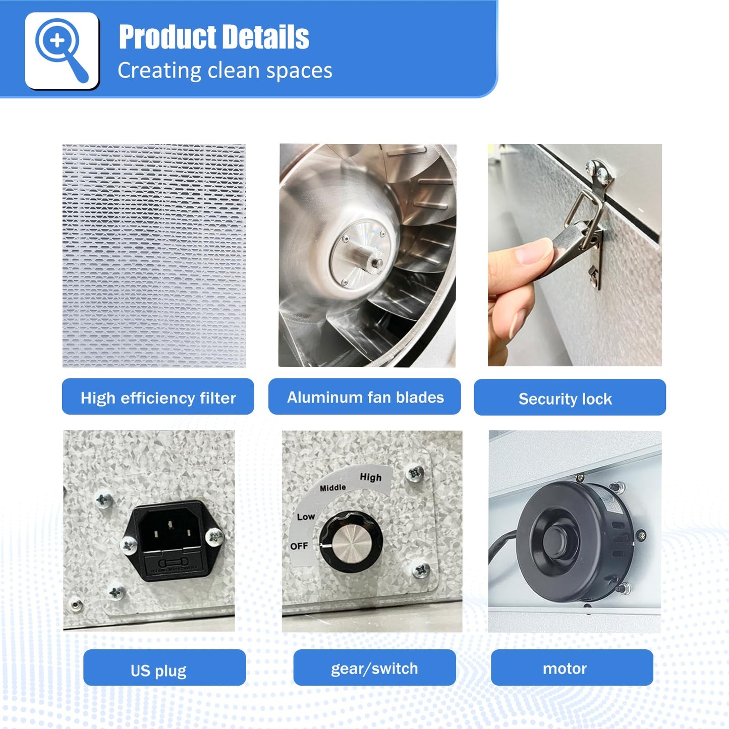 FFU HEPA H14-Filter Laminar Flow Hood Updated FanFilter Unit（Include HEPA Filter）100/ISO Class 5 Cleanroom/Laboratory/Cleanroom/Mushroom Room, Laminar Air Flow Hood(22.6"x22.6"110V)