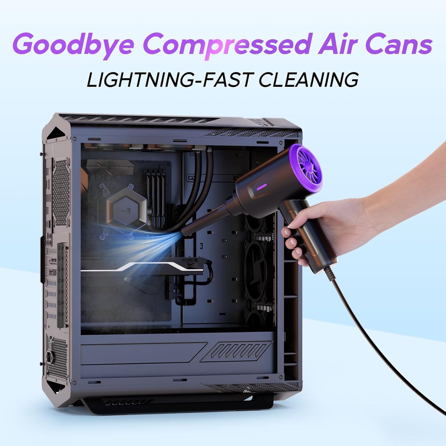 5.74 oz Electric Air Duster - Air Blower - Multi-Use Compressed Air Duster for Keyboard- Computer and PC - Powerful