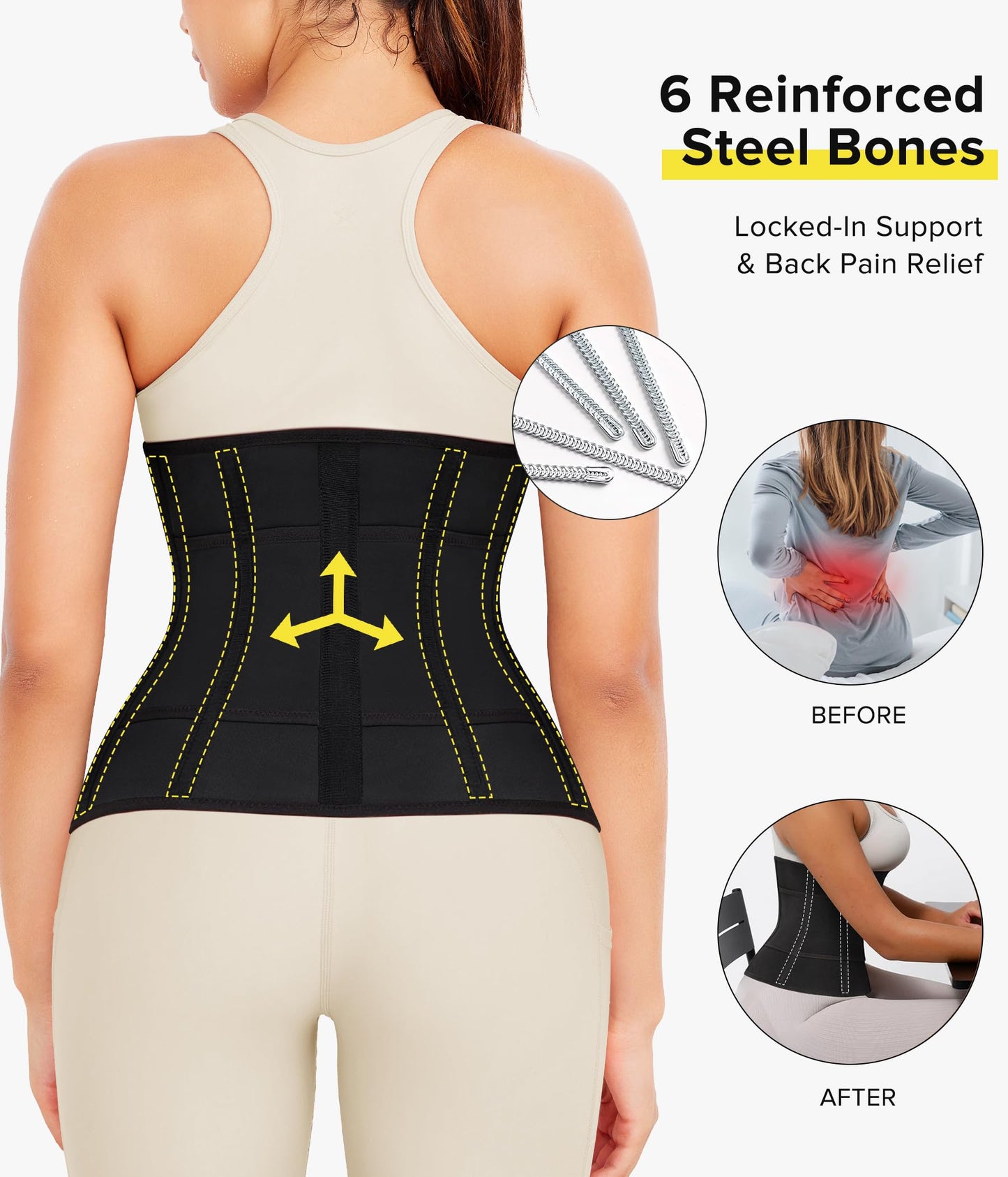 Junlan Sweat Waist Trainer for Women Sauna Waist Trainer for Working Out(Black,3X-Large)