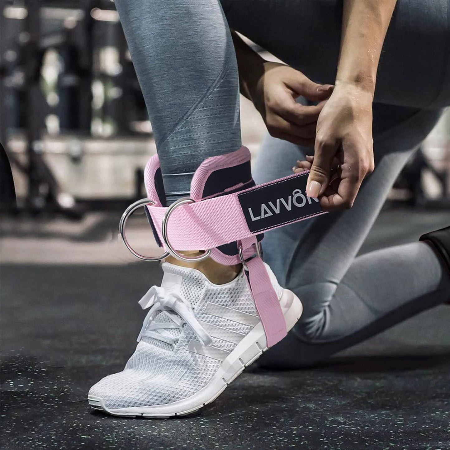 LAVVON Ankle Straps for Cable Machines Kickbacks - Adjustable Comfort Ankle Cable Attachments for Gym Ankle Cuff Cable Machine Glute Kickback Straps - Leg Extensions, Curls & Ankle Cuffs Women