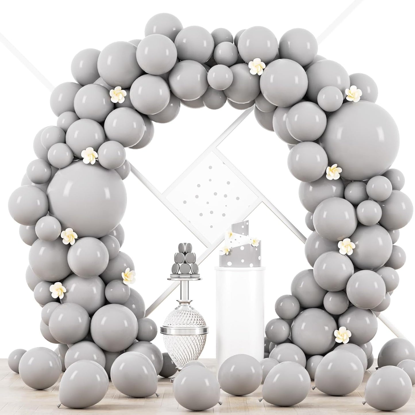 Voircoloria Gray Balloon Garland Kit - 90 Pack in 18/12/10/5 Inch Sizes | Perfect for Graduation, Weddings, and Baby Showers
