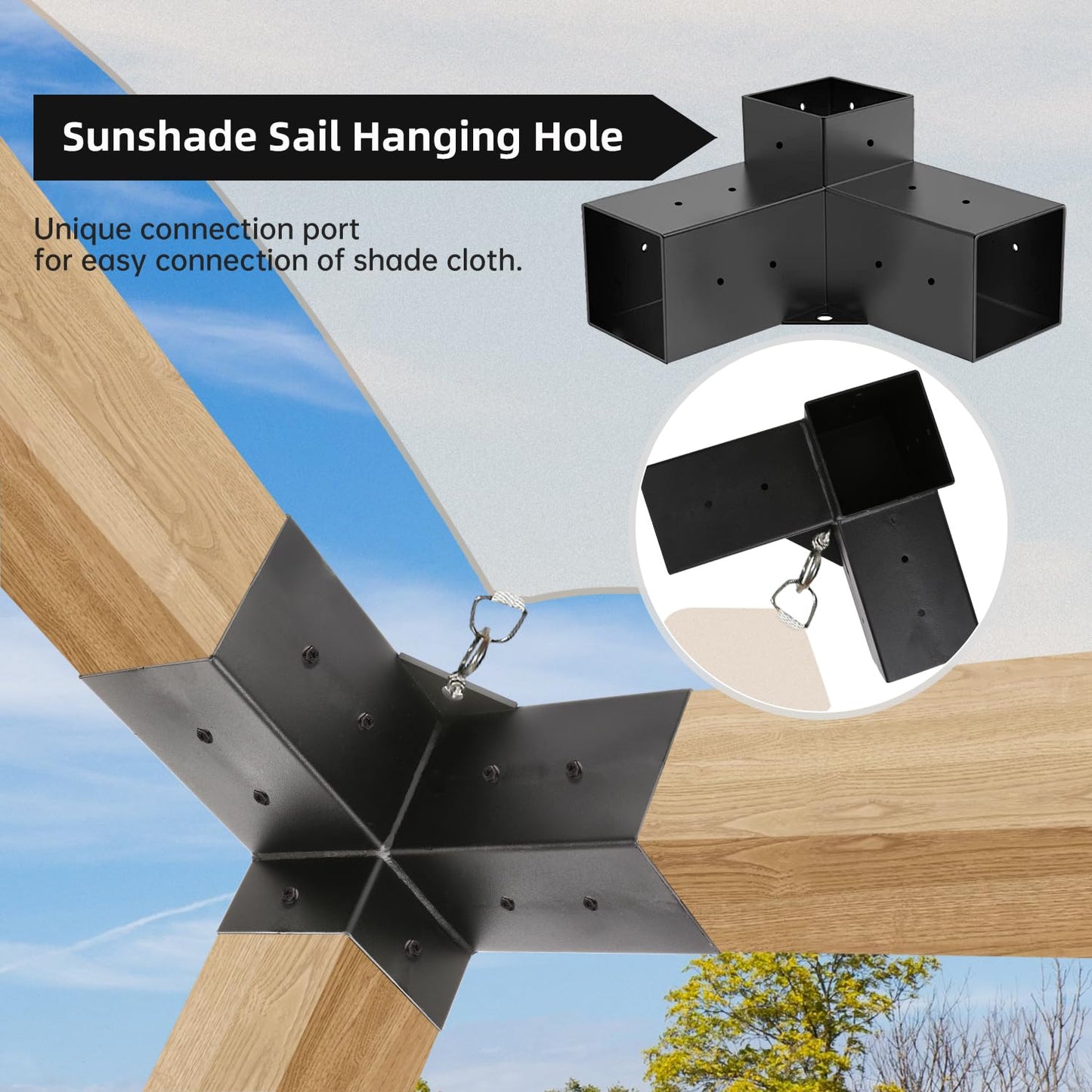 Grehitk Pergola Kit, Pergola Brackets 3-Way Right Angle Corner Bracket Woodworks DIY Post Base Kit, Wooden Beams for Gazebos Patio Pergolas Log Cabin