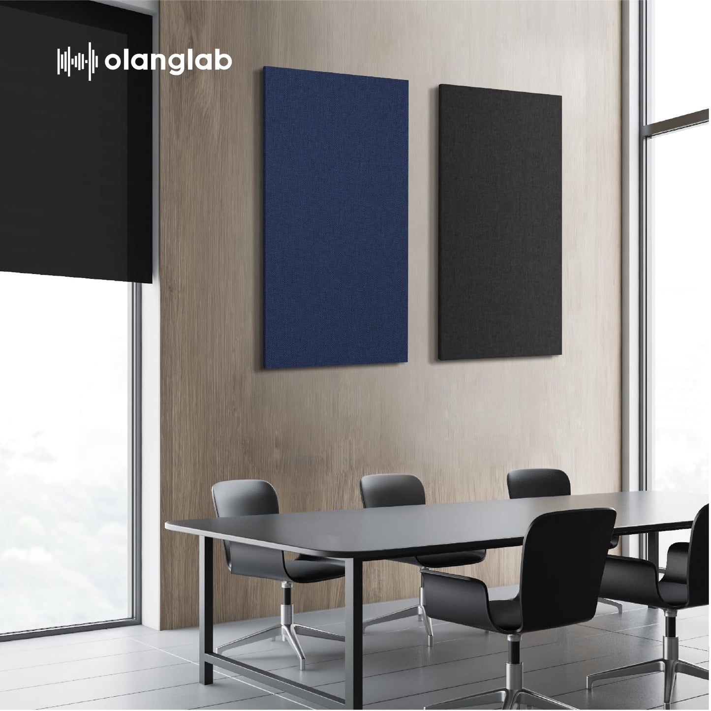Olanglab Acoustic Panels 2 Pack, 48''x24'' Large Sound Panels, Fabric Wrapped Sound Proof Foam Panels for Walls, Sound Absorbing Panels for Recording Studio Acoustical Treatments (Black)
