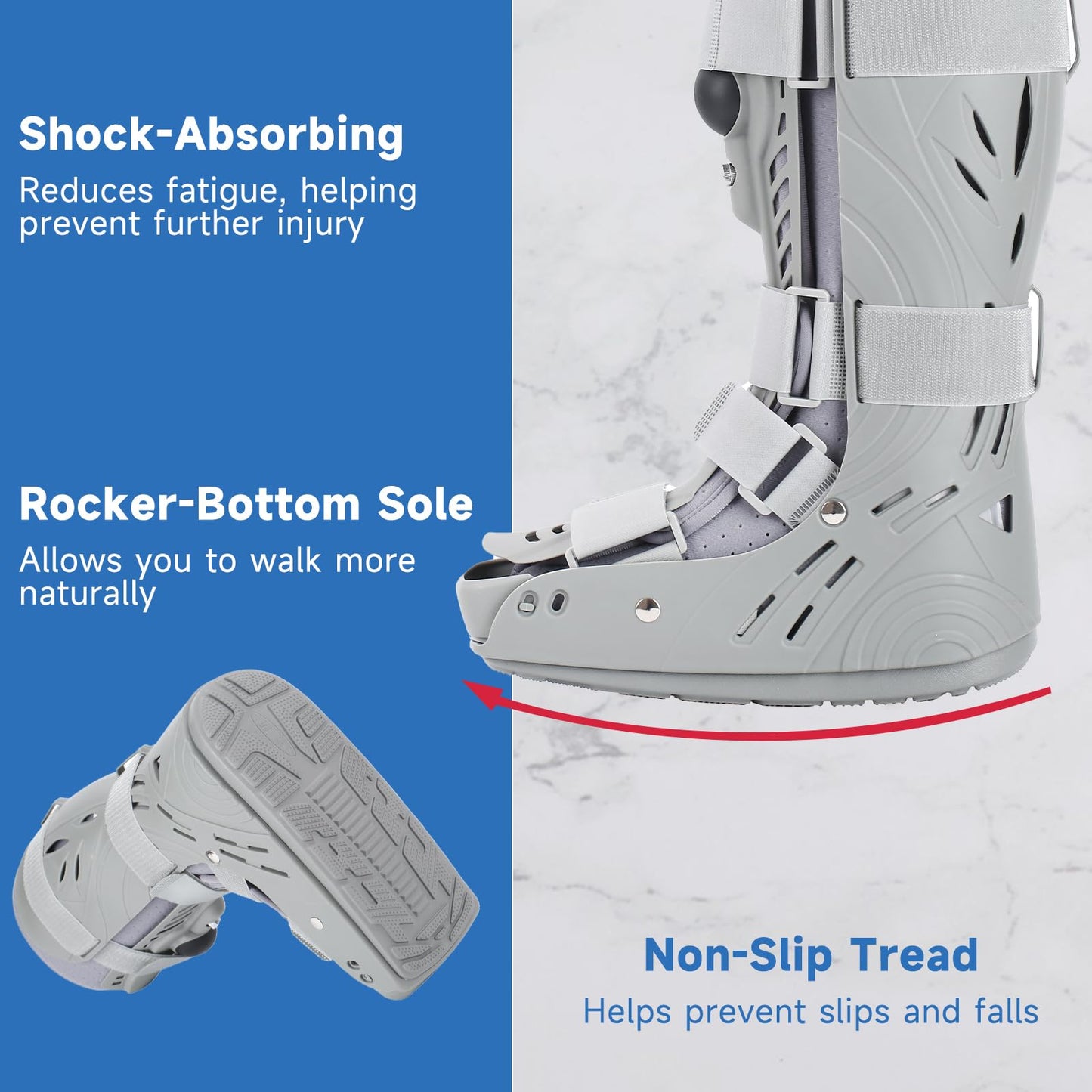 Mathgetin Air CAM Walker Fracture Boot, Tall Medical Walking Boot for Broken Foot, Inflatable Orthopaedic Boot for Foot & Ankle Injury Recovery (Medium)