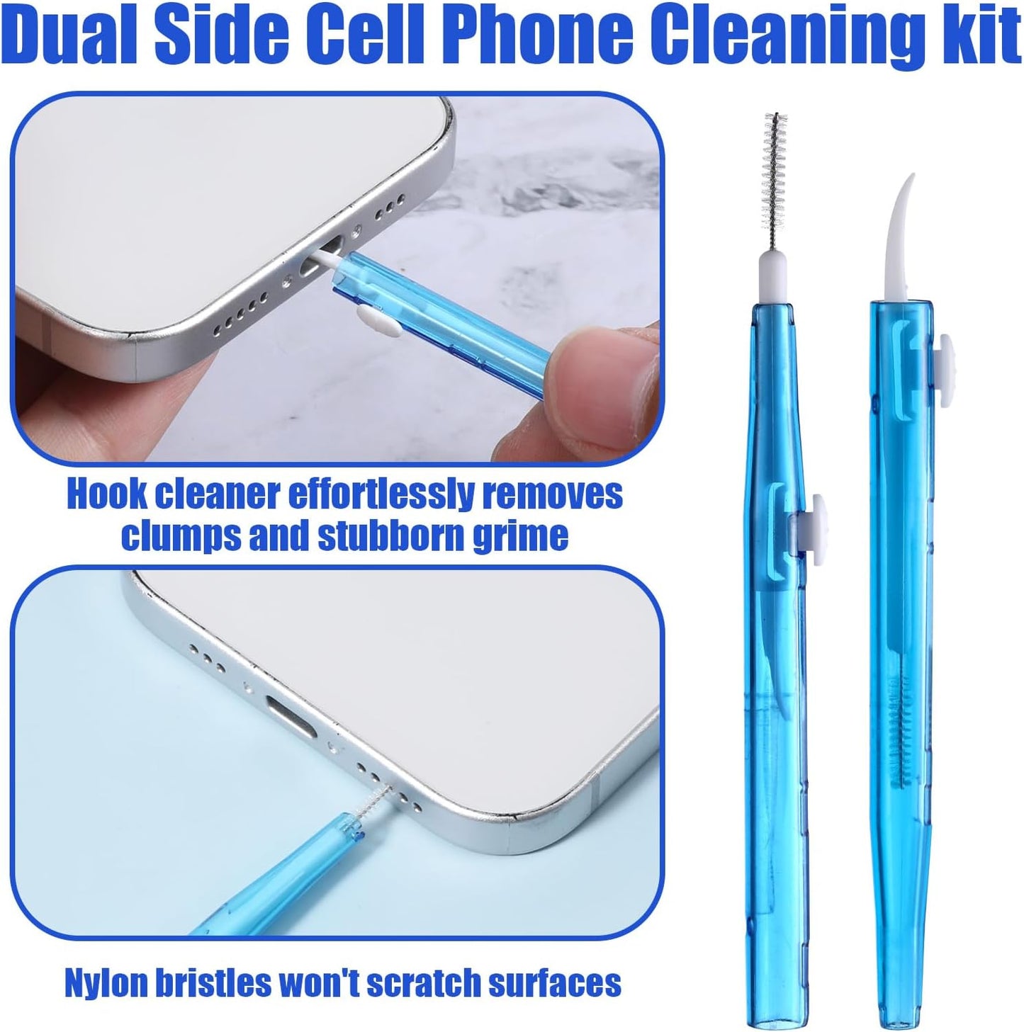 Qulkws 10 Pcs Charging Port Cleaner Phone Charge Port Cleaning Tool Kit Dual Side Multifunction Tools Anti-Clogging