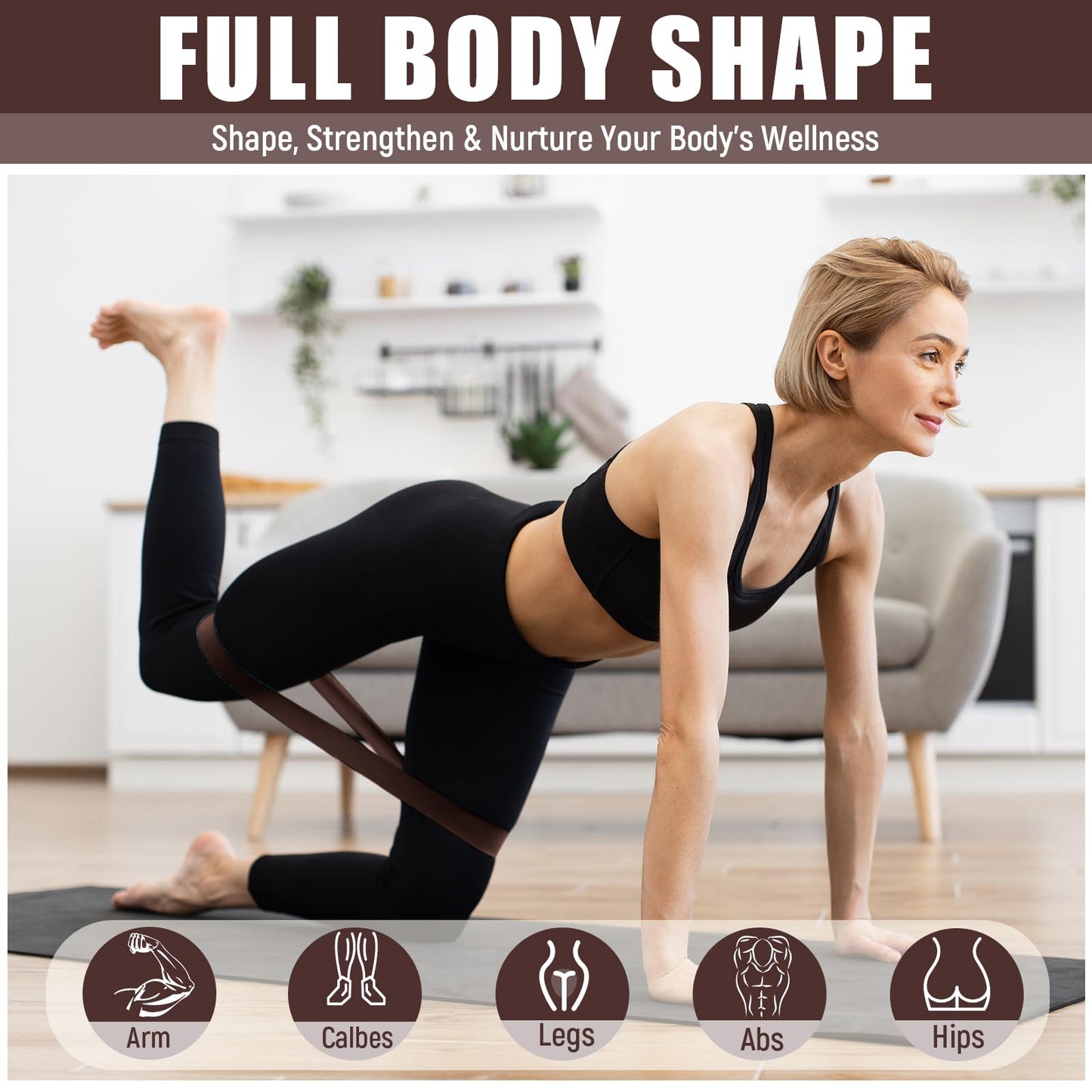 DEEKIN 30 Pcs Resistance Bands Bulk Resistance Loop Elastic Exercise Bands Exercise Equipment for Women Men Home Pilates, Fitness, Gym, Yoga(Dark Brown,40-50 Lbs)