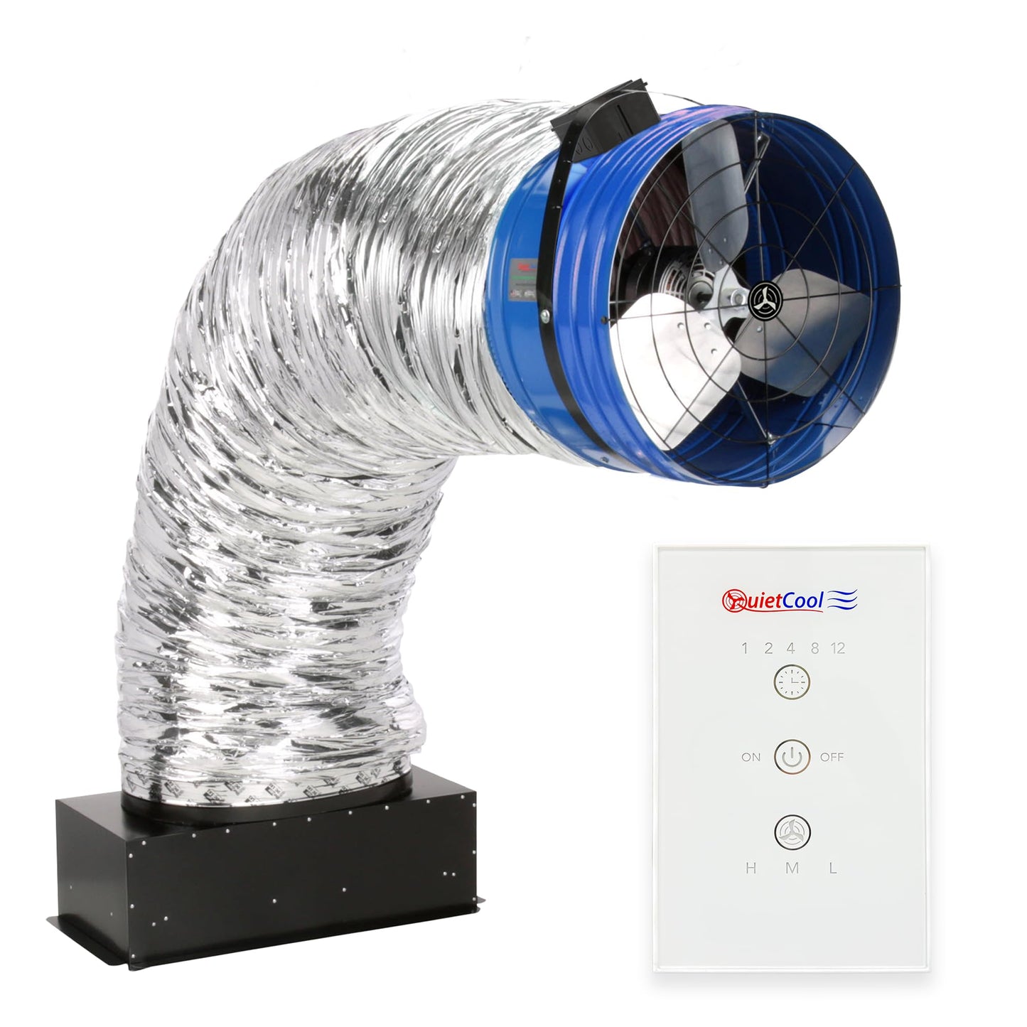 Quietcool QC CL-5400 RF Classic Advanced Whole House Fan with Wireless Control - Up to 5024 CFM - Two Speed - Covers up to 2,512 SQFT - 10 Year Warranty - Removable Grille