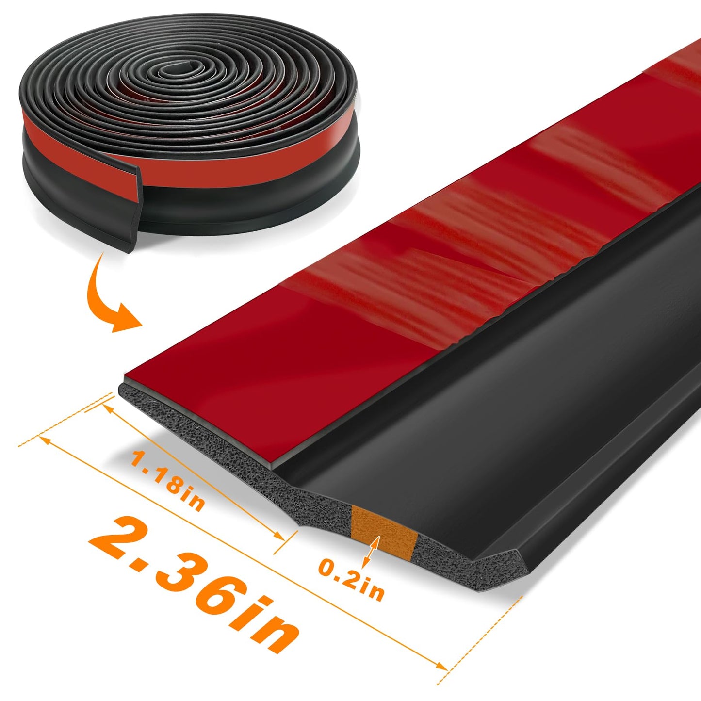 Universal Garage Door Threshold Seals Bottom Rubber Replacement, weatherproofing Garage Door Weather Stripping with Nails (20ft)