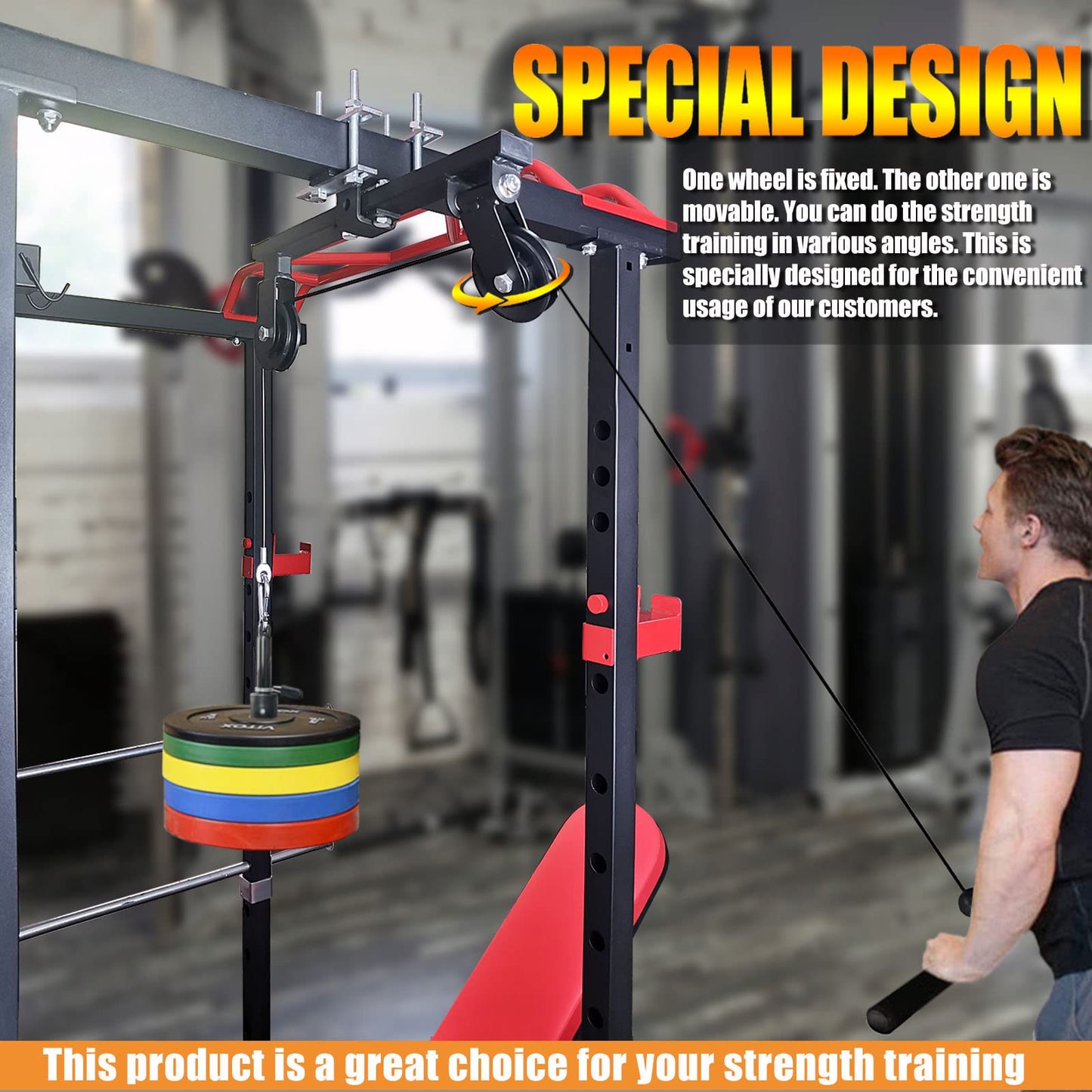 KORIKAHM Upgraded Cable Pulley System for Home Gym, LAT Pull Down Machine, Weight System for Cable Machine, Strength Training Power Cages Racks (Style 1)