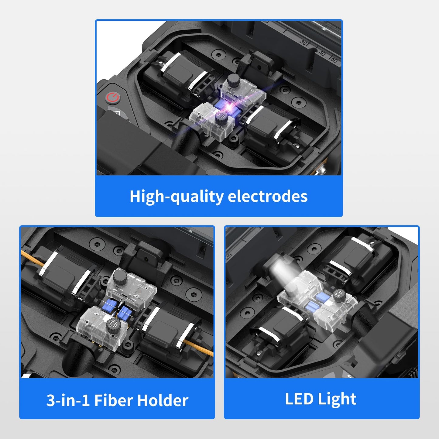 JILONG Optic Fiber Fusion Splicer KL-360T Truck Fusion Splicer 6 Motors Core Alignment 6s Splicing 16s Fast-Heating with Low Splicing Loss 0.01dB, Fiber Splicing Kit with Stripper FTTH Cable Tester