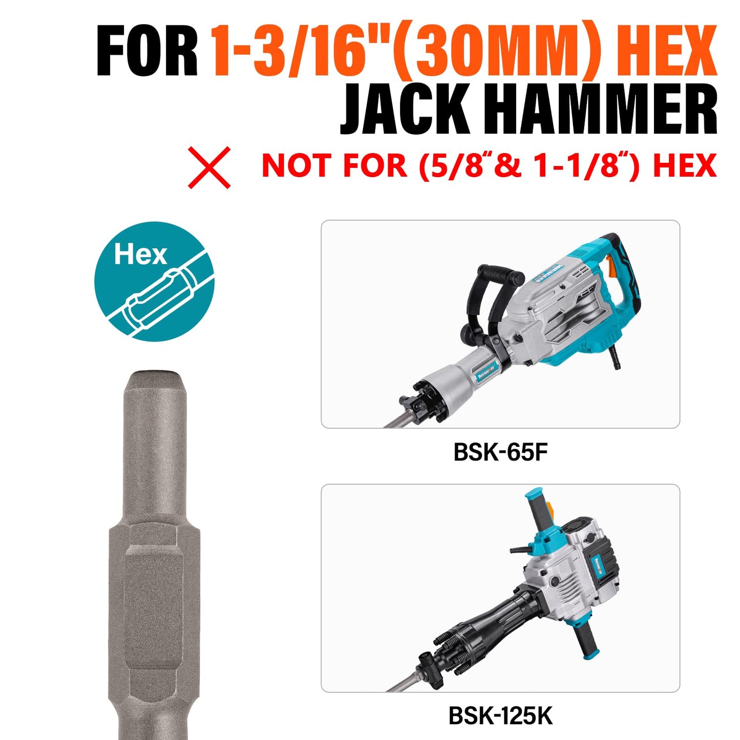 Berserker 30-Pound Demolition Jack Hammer with 1-3/16" Hex Ground Rod Driver