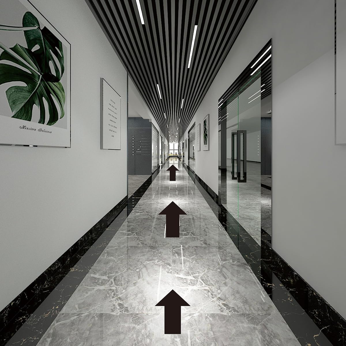 Beiyier Large Removable 8-Piece 12" Vinyl Directional Arrow Stickers, Adhesive Floor Decals for Waterproof Marking and Safe Road Instructions (5×12 inches, Black