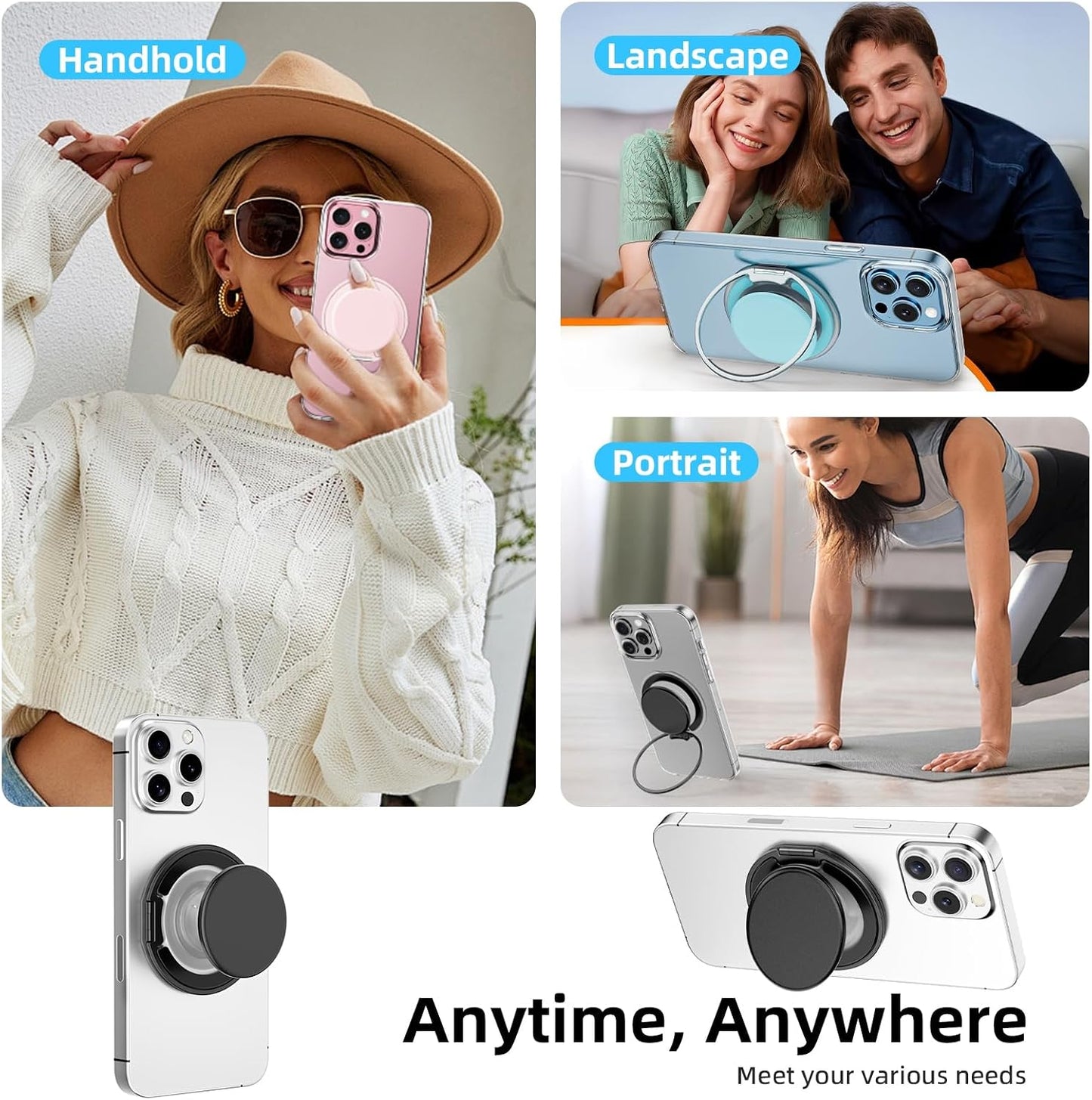 AUROX 17 16 15 14 13 12 Magnetic Phone Grip for Magsafe Phone Grips [Comfortable Grip], Expandable Collapsible Phone