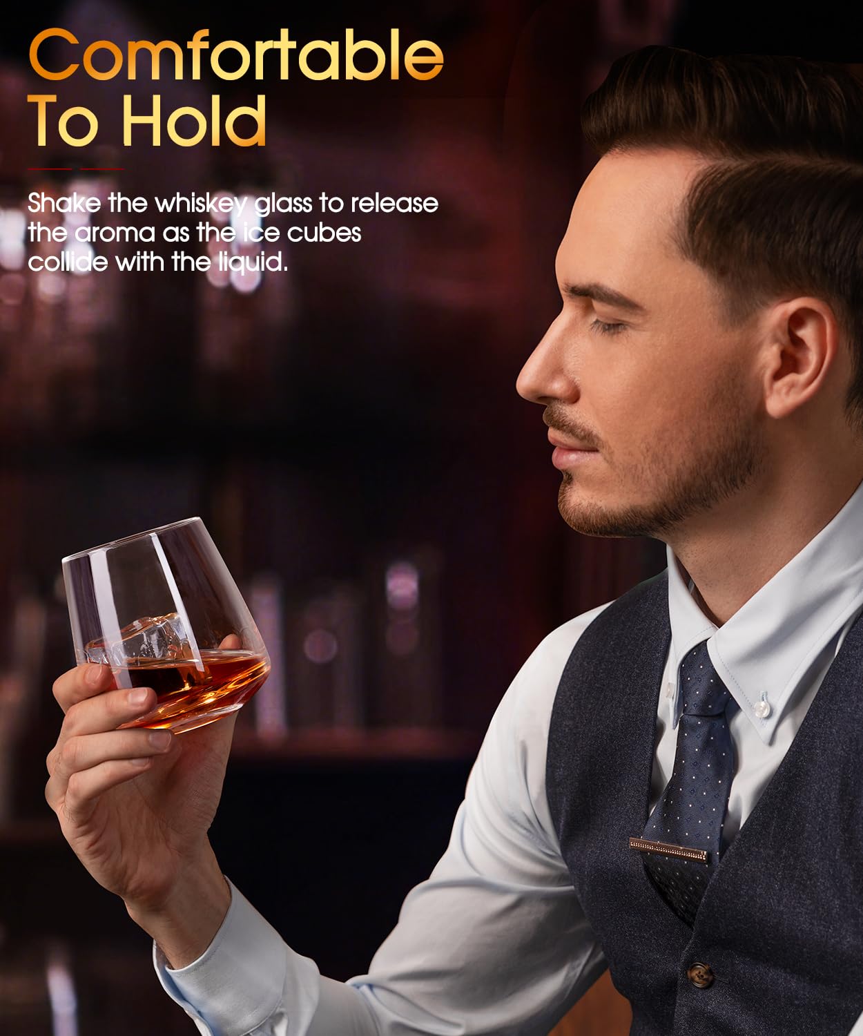 Potdoctor Whiskey Glasses Set of 6, 13.5oz Premium Lead-Free Crystal rocks Glass,Unique Gifts for Men Women, Bourbon Scotch Cocktails Drink Rum Cognac Vodka Liquor