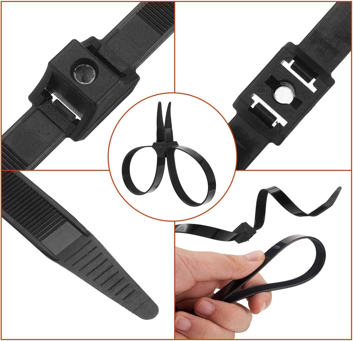 50 (Black,0.5 10 Inch) Boao Pcs Zip Ties Cable Disposable Heavy Duty Tie Double Police Cuffs Flex Plastic Nylon Tie