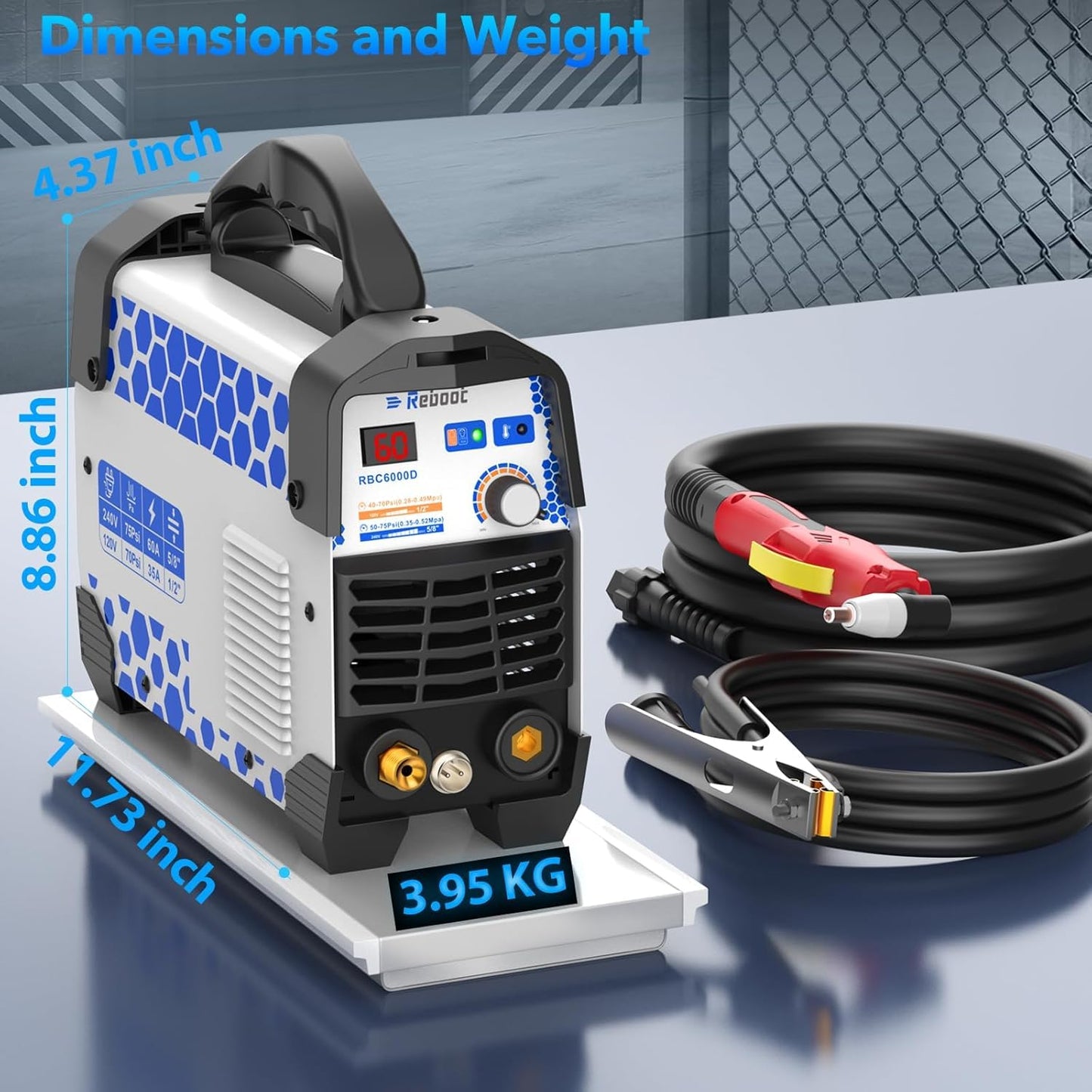 Reboot Plasma Cutter, 60 Amps Plasma Cutter Machine with 120V 240V Dual Voltage, Digital IGBT Inverter Power Plasma cutters 1/2 Inch Clean Cut New Upgrade RBC6000D