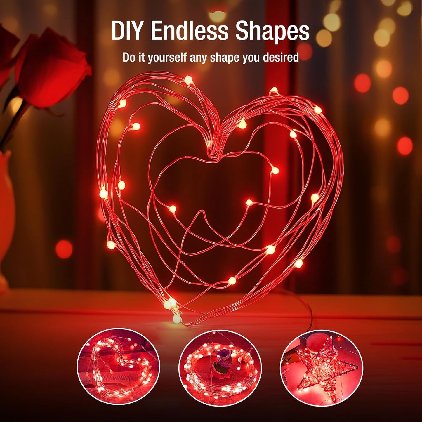 Skiennix 6 Pack Fairy Lights - 7ft Battery Operated 20 LED Twinkle Lights | Waterproof for Mason Jars & DIY Decor - Red