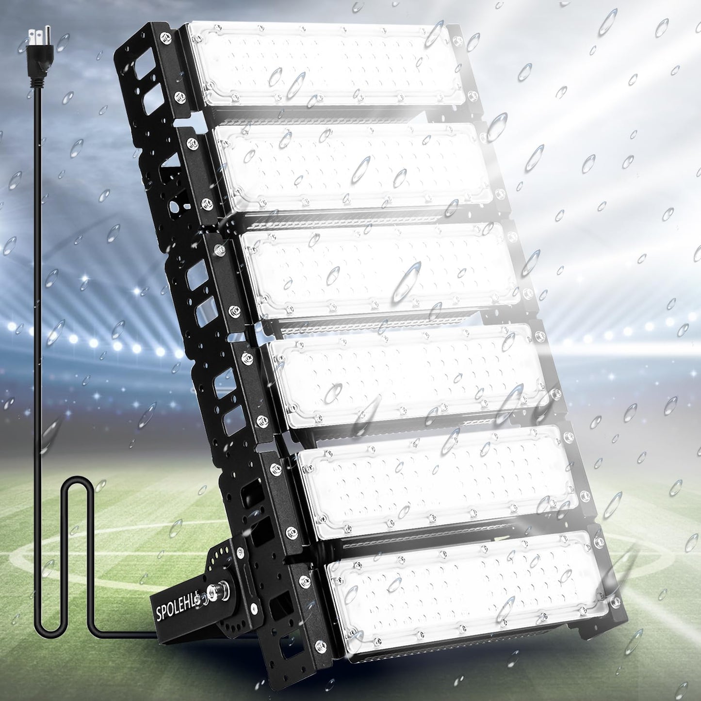 LED Stadium Light – 2000W Equivalent High Mast Flood Light 48,000LM, IP66 Waterproof, 50,000Hrs Lifespan, 120° Wide Beam for Tunnels/Parking Lots/Fields – Super Bright & Energy-Saving (300W, 85V-305V)