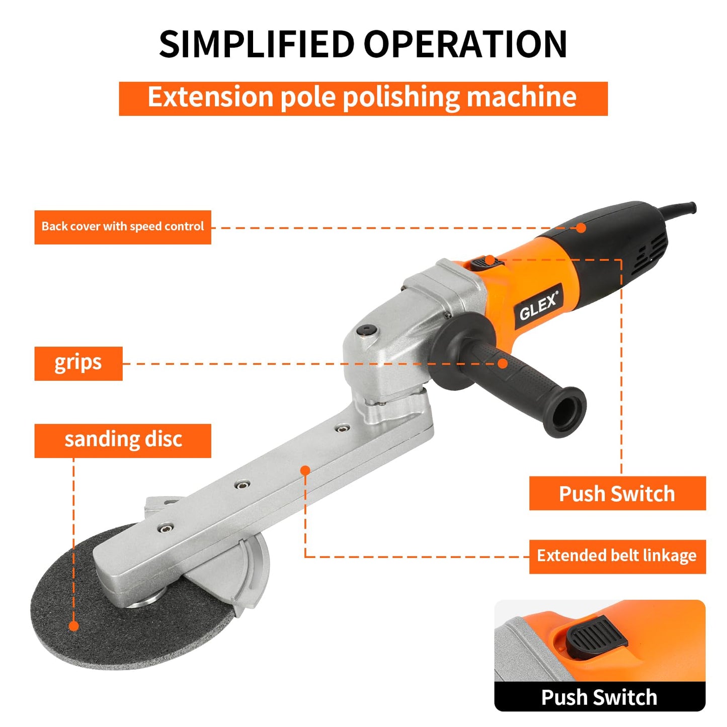 GLEX Angle Grinder Stand, Extended Arm, Stainless Steel Industrial Electric Grinder, Sander, General Purpose: Grinding Wheels, Metal Cutting Blades, Flap Wheels