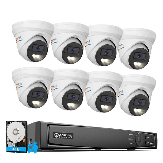 Anpviz 16CH PoE Security Camera System, 8pcs 5MP PoE IP Wired Cameras Outdoor, AI Human/Vehicle Detection, Color Night Vision, 12MP 4K 16CH Commercial H.265+ NVR with 4TB HDD for Businesses (H Series)