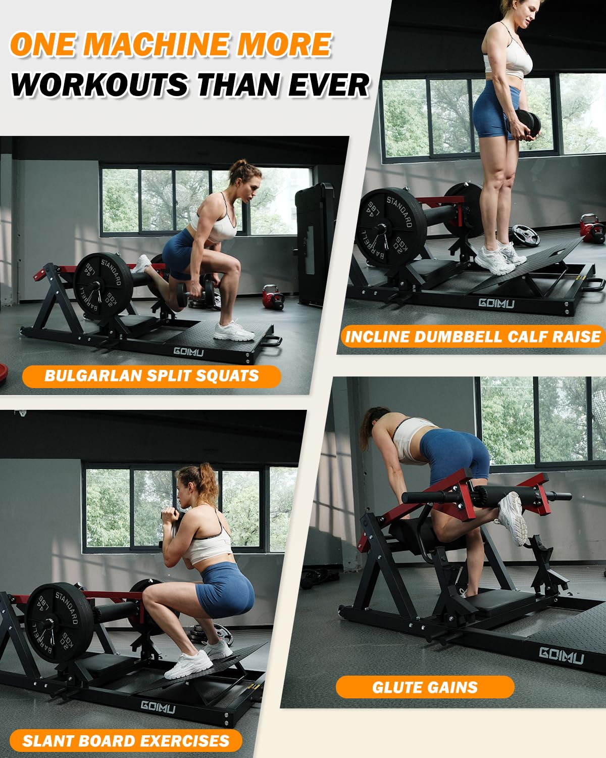 Goimu HT01 Hip Thrust Machine, 800LBS Plate-Loaded Glute Drive with Band Peg, Heavy Duty Glute Bridge Machine with Weight Holder, Butt Exercise Equipment for Glute Muscles Building (Red-HT01-1)