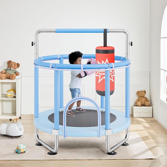 VEVOR 5FT Trampoline 50"/55"/56 * 35" for Indoor/Outdoor use for Toddlers, Foldable Mini Baby with Foam Handle, Recreational Birthday Gift