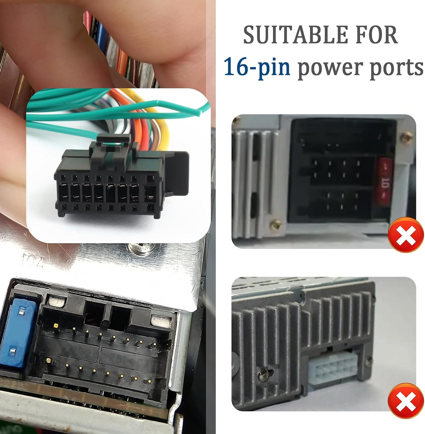carleef 16 Pin Radio Wiring Harness Stereo Replacement,Stereo Wiring Harness Connects The Stereo System to The