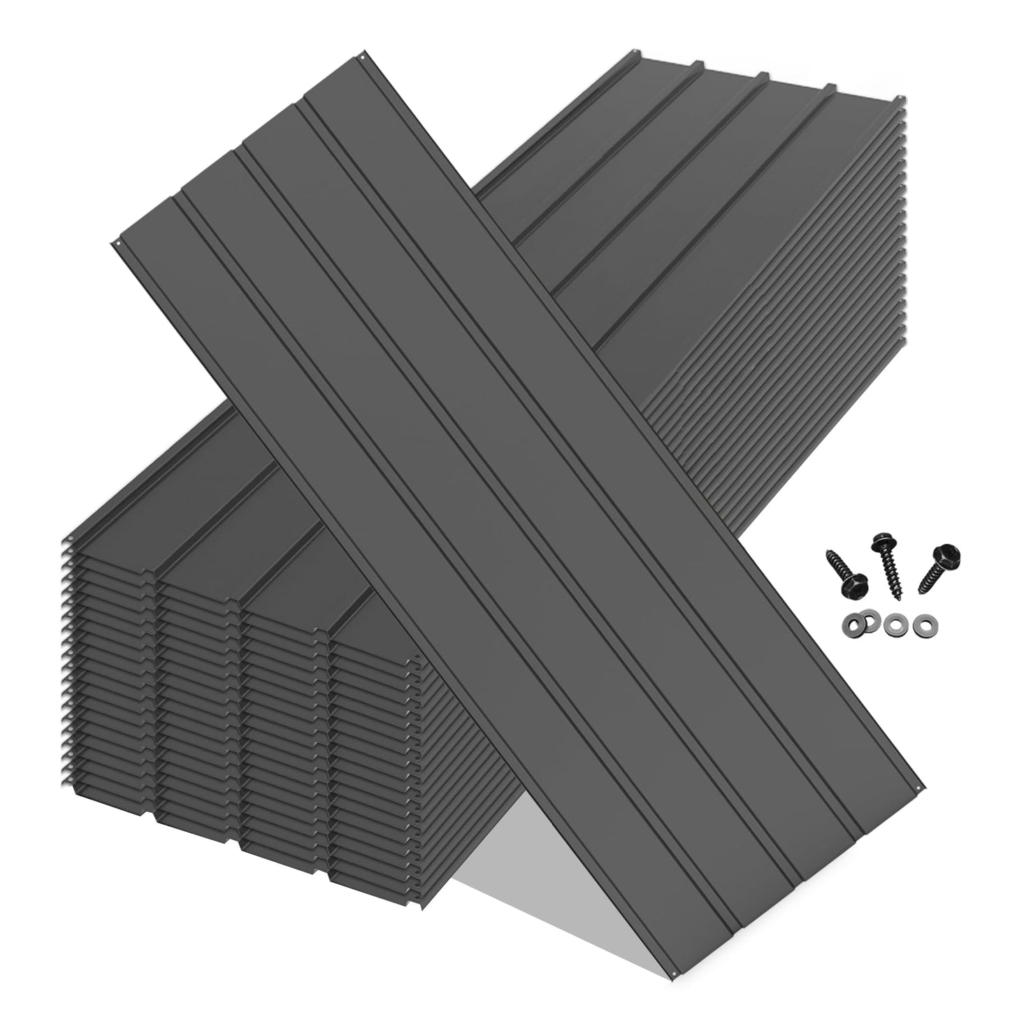 SHPAI 20PCS Metal Roofing Panels, Corrugated Galvanized Roof Panels, Waterproof Metal Siding Panels with 120 Pcs Steel Screws for Pergola, Gazebo, Shed, Garages, Stables and Mobile Homes (Grey)