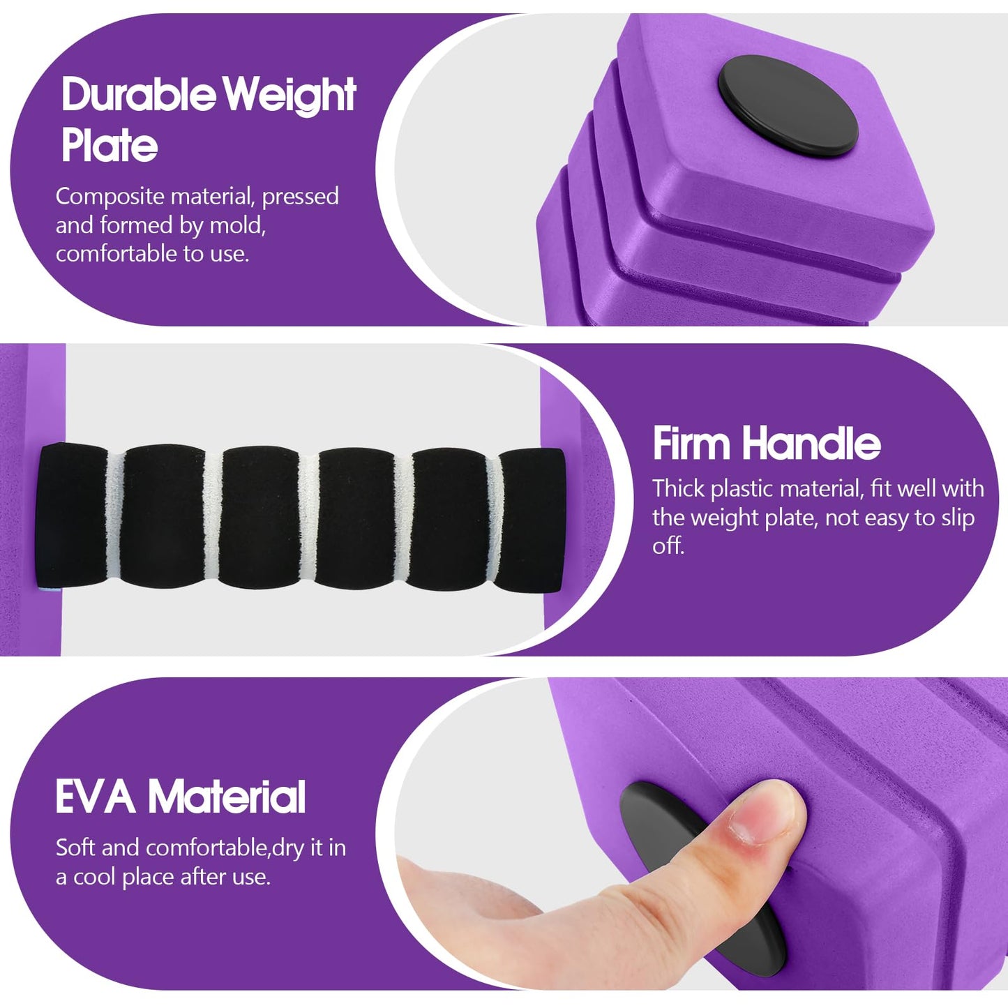 Aquatic Exercise Dumbbells, 2PCS Foam Water Weights, Aerobic Exercise Fitness Equipment Dumbbell, Dumbbells Set for Water Aerobics Weight Loss, Pool Fitness, Underwater Exercise (Dark Purple)