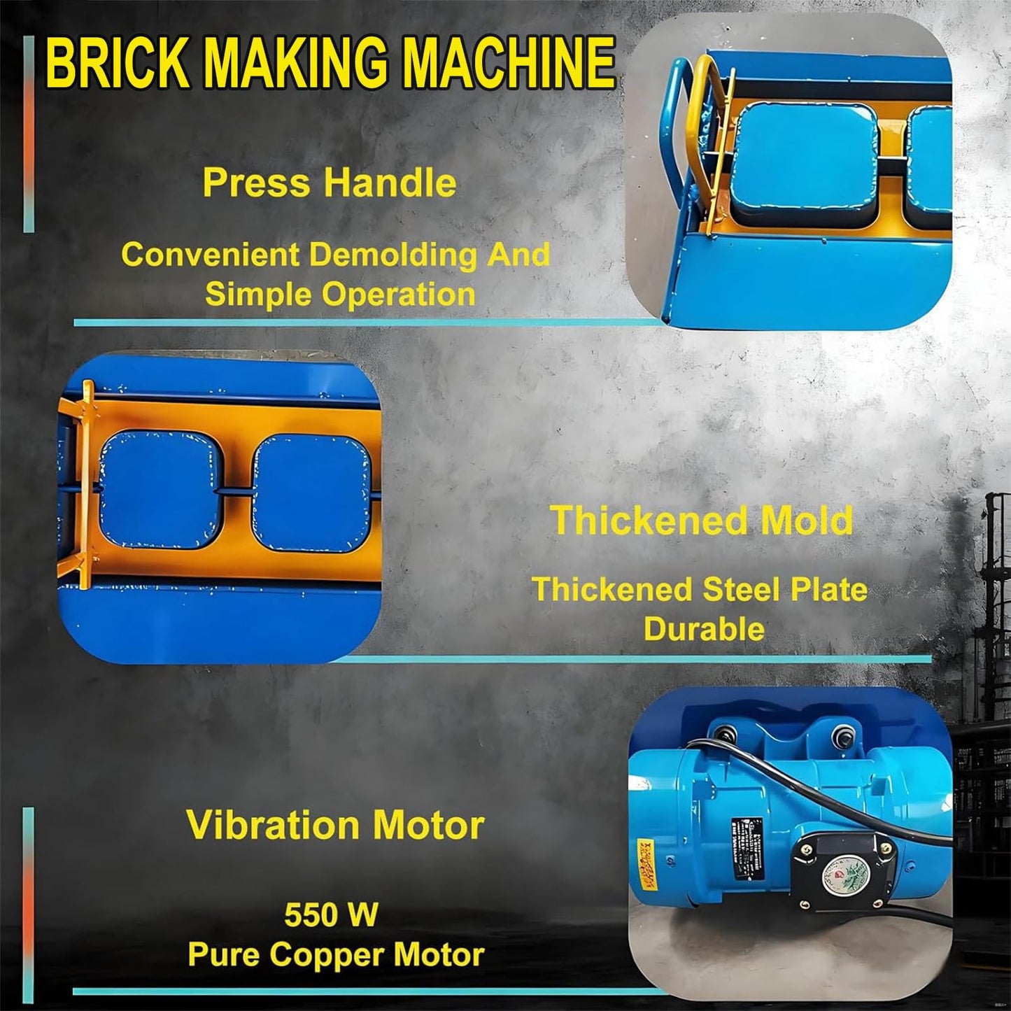Eastnmythet Cement Block Forming Machine, Hollow Block Making Machine, DIY Soil Brick Maker for Garden, Walkway, 45s Fast Forming 400x200x200mm