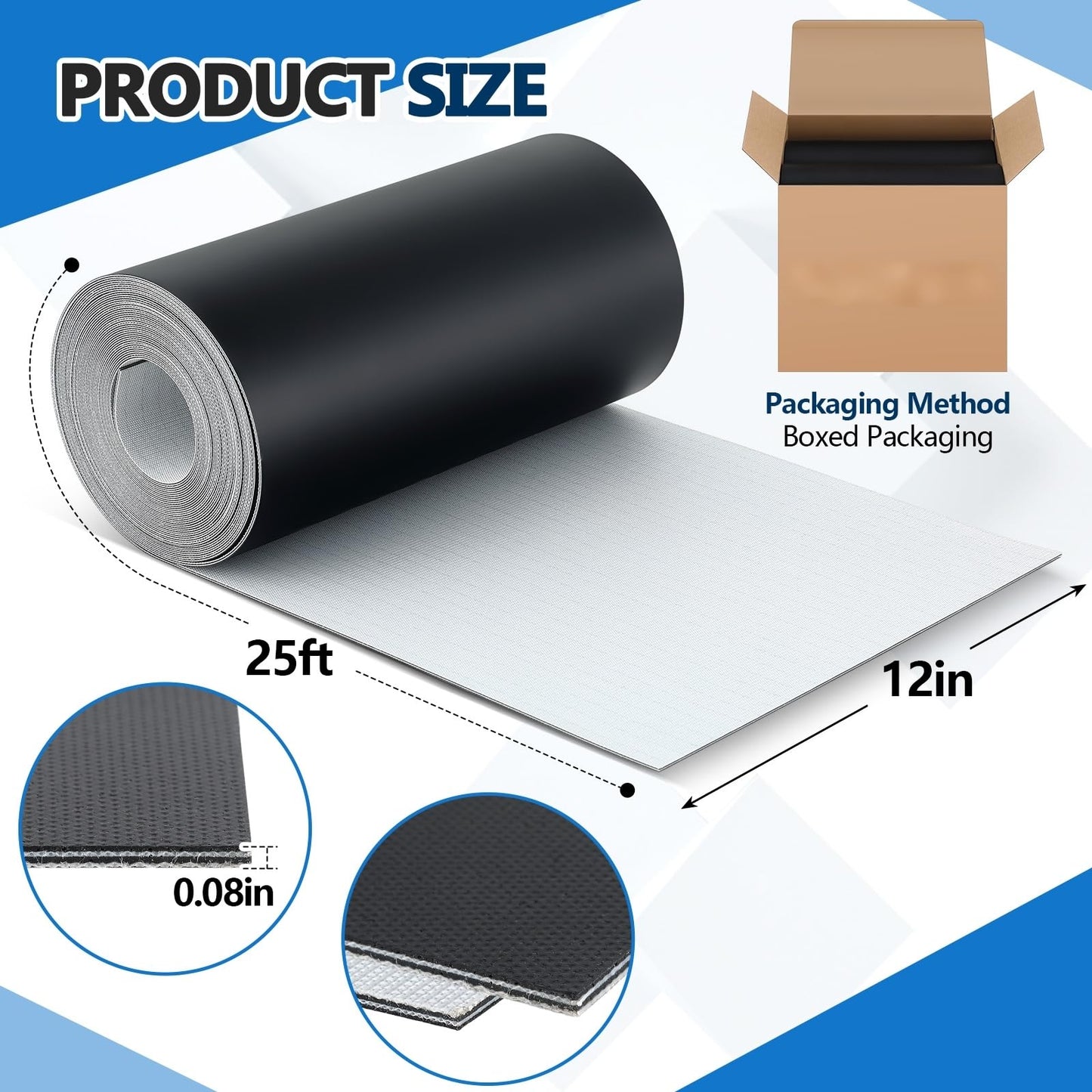 Lounsweer 12 Inch Wide 25 Foot Length Black Conveyor Belt Material PVC 120 Cover One Side Conveyor Belt Extra Long Fiber Fabric Bottom Layer Industrial Drive Polyester Repair Conveying Belts