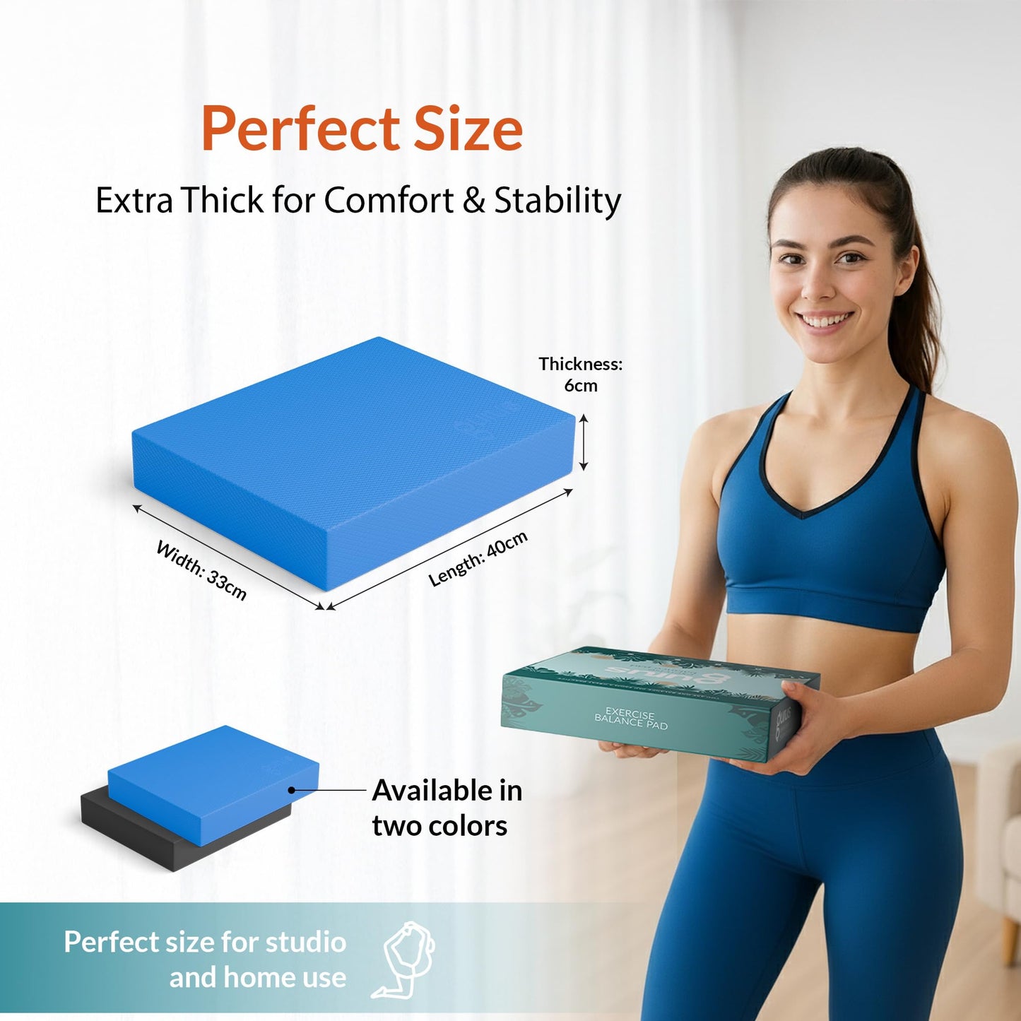 Gurus Balance Pad – High-Density Foam Balance Pad Physical Therapy for Stability & Strength, Exercise Foam Pad for Balancing, Non-Slip Lightweight Trainer for Home Gym & Rehab (Blue)